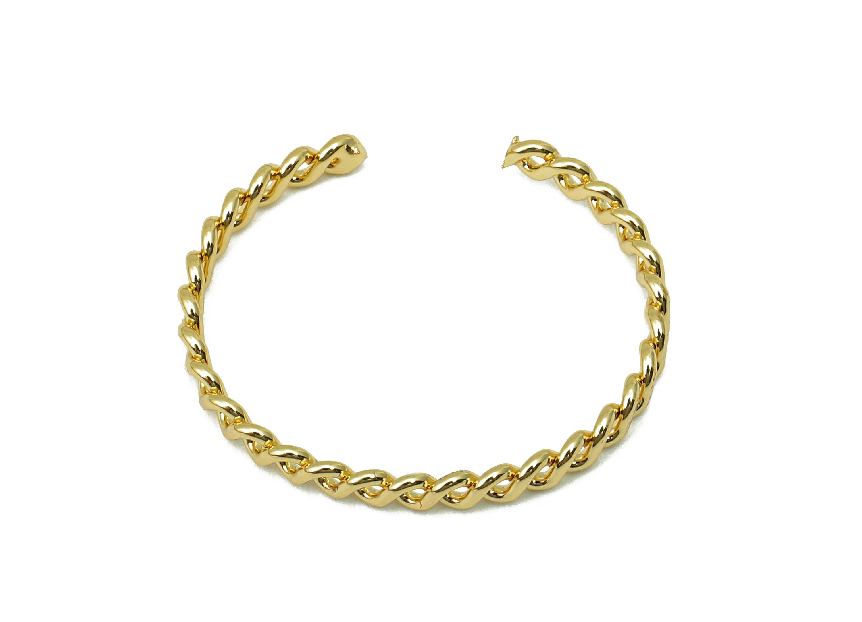 Twisted Brass Wire Ring - Flat Brass Wire Hoop - Open Circle Hollow Ring - 18K Real Gold Plating - 21.04x2.55x0.98mm - RGP5622 - DOMEDBAZAAR