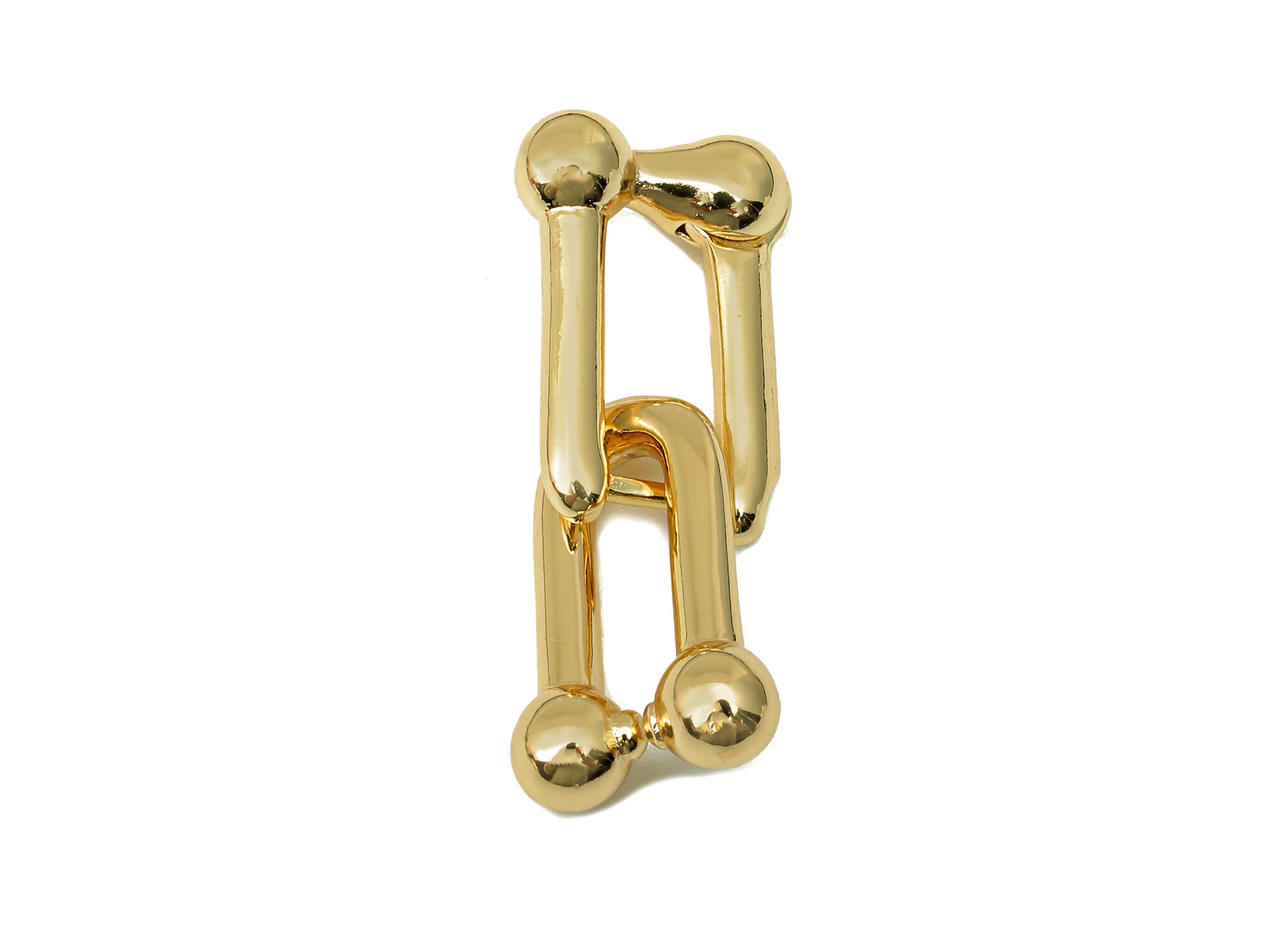 Brass Huggie Hoop Rectangle Earrings - Chunky Gold Toggle Earring Clasp - U Hoop Clasps - 18K Real Gold Plating - 29.6x11.4x2.4mm - RGP5626 - DOMEDBAZAAR