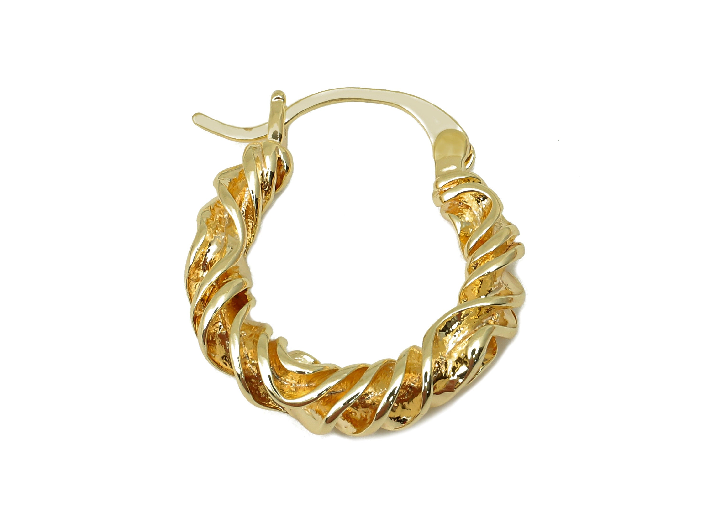 Brass Twisted Round Earring Clasp - Gold Circle Hoop Earring - Twisted Hoop Clasp - 18K Real Gold Plating - 20.77x19.27x3.49mm - RGP5632 - DOMEDBAZAAR