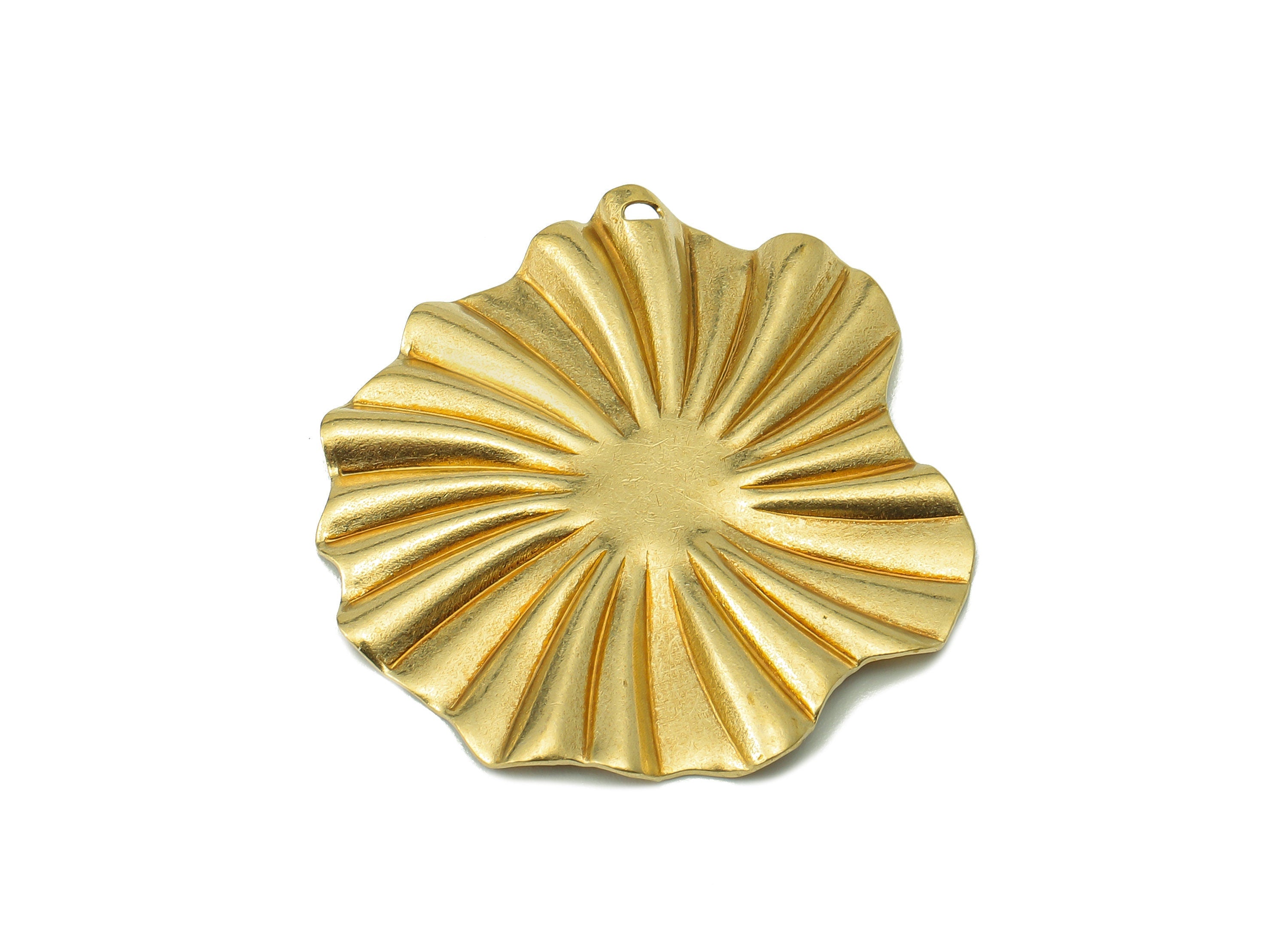 Brass Lotus Leaf Earring Charms - Raw Brass Flower Ladder Pendant - Ladder Charm With Hole - For Necklace - 35.8x33.78x2.35mm - PP8193 - DOMEDBAZAAR