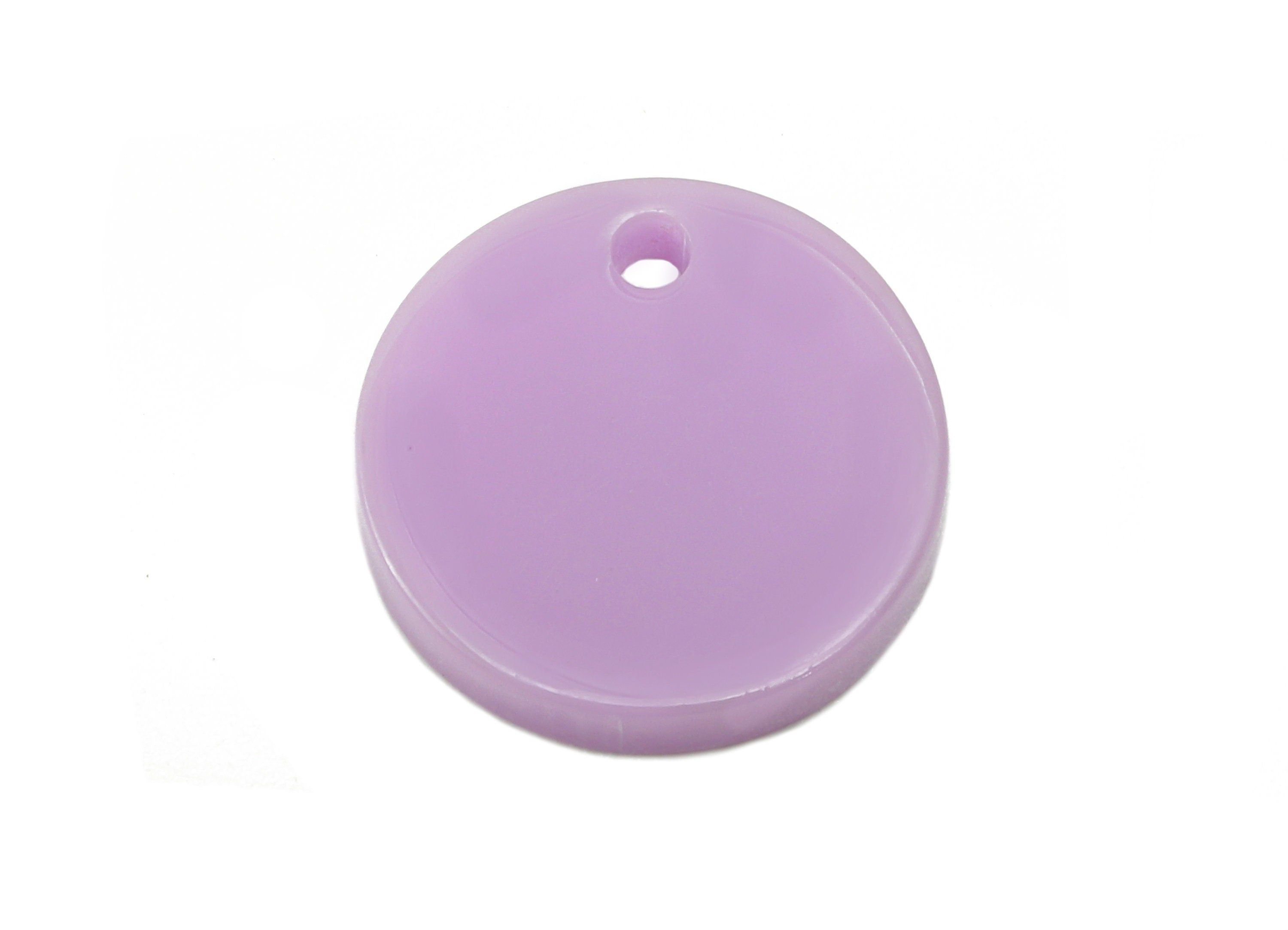 Acrylic Round Earring Charm - Acrylic Purple Circle Earring - Round Pendant With Hole - Color Code: A675 - 14.30x14.25x2.40mm - AC2555-A675 - DOMEDBAZAAR