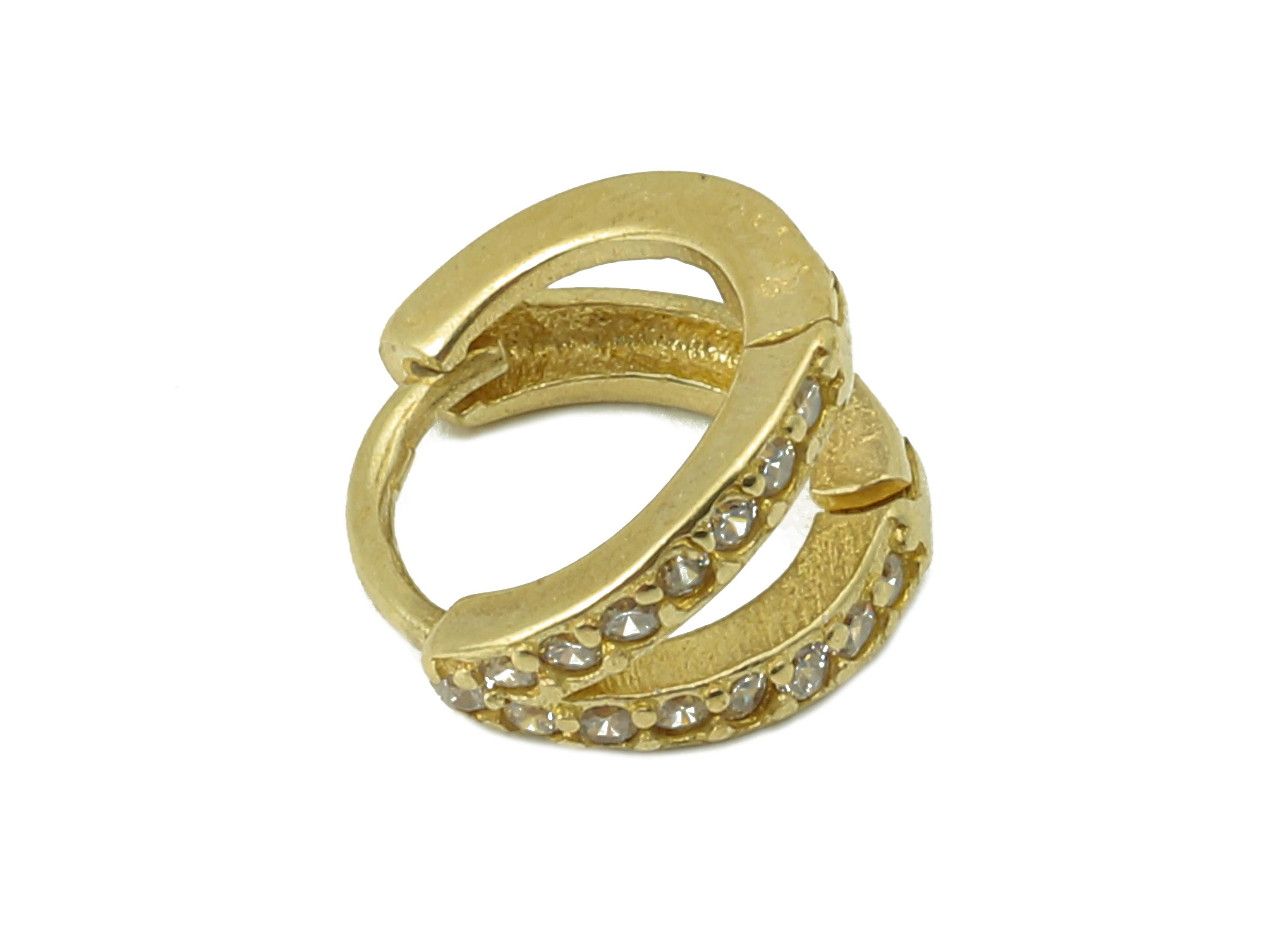 Brass Mini Round Earring Clasp - Cubic Zirconia CZ Hoop Clasp - Raw Brass Huggie Hoop Earring - Tiny Earring Clasp - 9.3x8.5x1.45mm - PP8223 - DOMEDBAZAAR