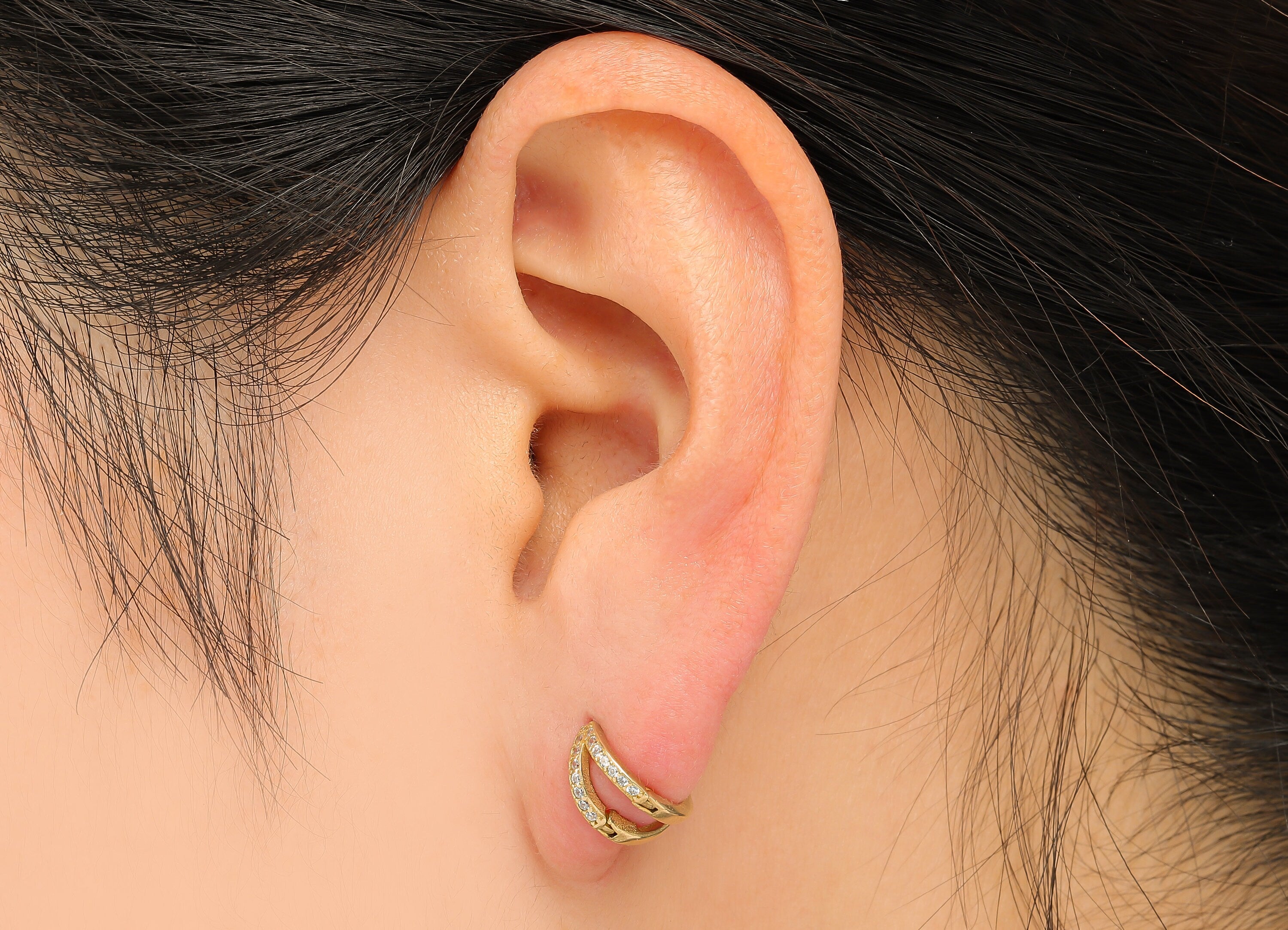 Brass Mini Round Earring Clasp - Cubic Zirconia CZ Hoop Clasp - Raw Brass Huggie Hoop Earring - Tiny Earring Clasp - 9.3x8.5x1.45mm - PP8223 - DOMEDBAZAAR