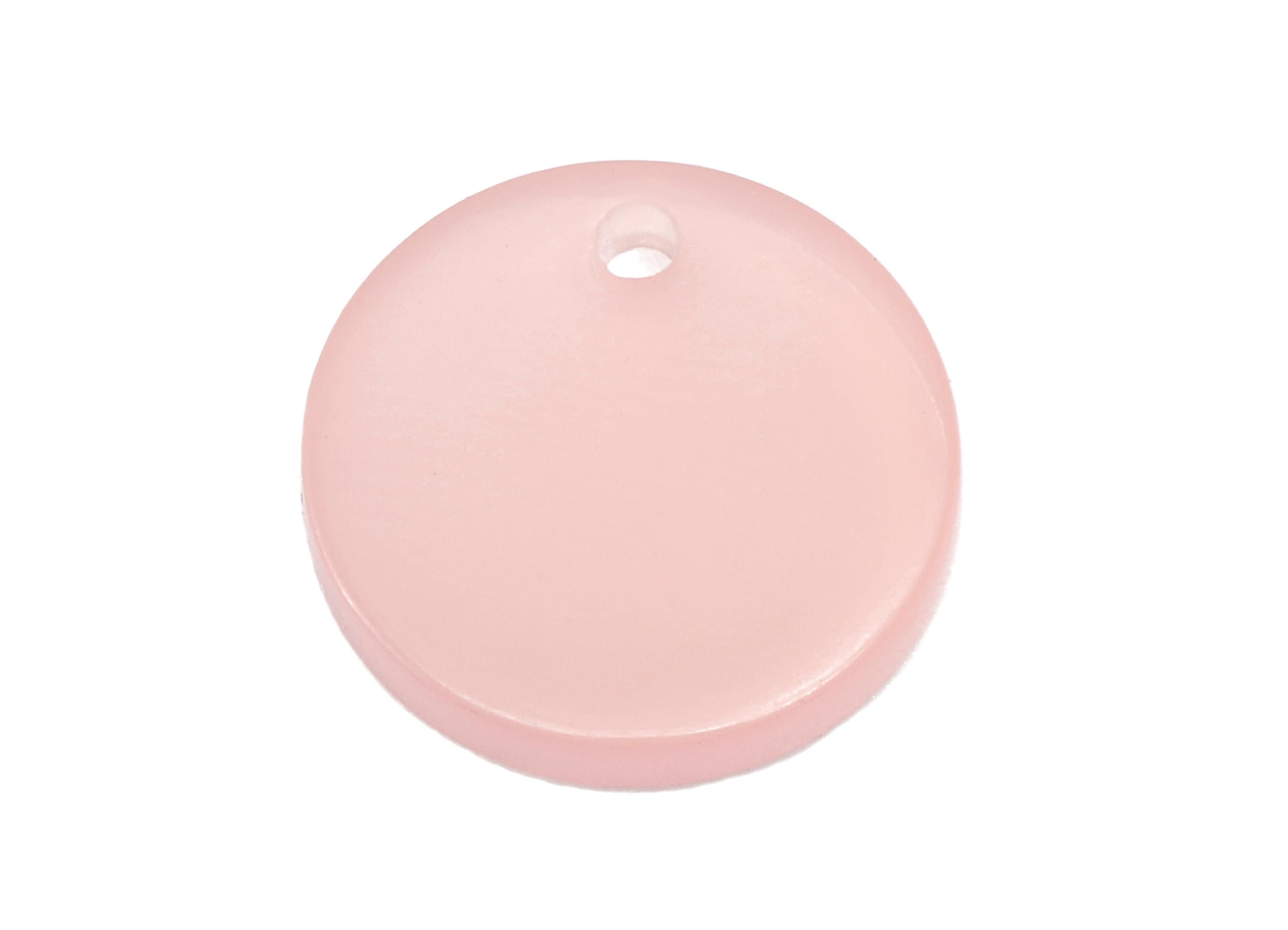 Acrylic Round Earring Charm - Acrylic Pink Circle Earring - Round Pendant With Hole - Color Code: A837 - 14.24x14.20x2.28mm - AC2555-A837 - DOMEDBAZAAR