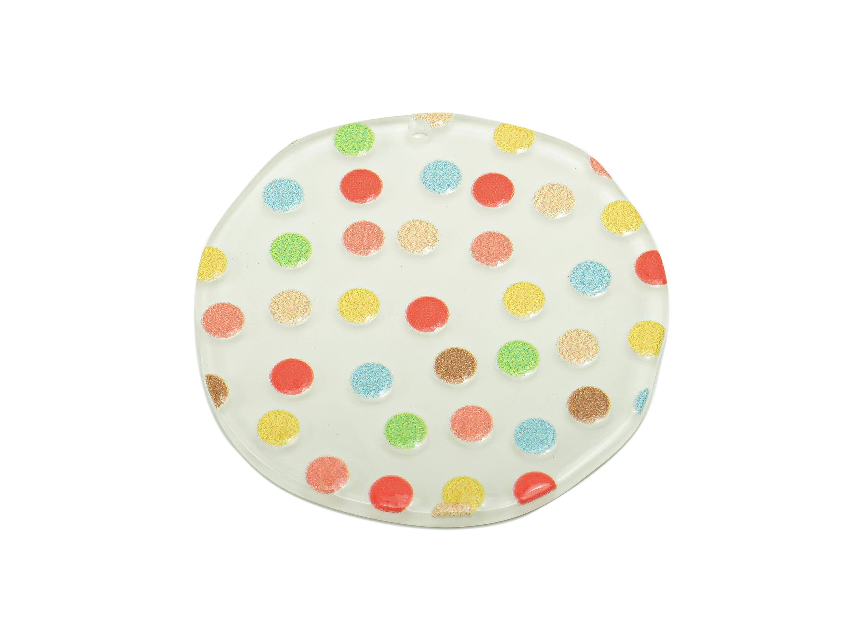 Acrylic Dots Round Earring Charm - Colorful Spot White Circle Earring - Pendant With Hole - Charm For Necklace - 36.9x36.5x2.4mm - AC2577C - DOMEDBAZAAR