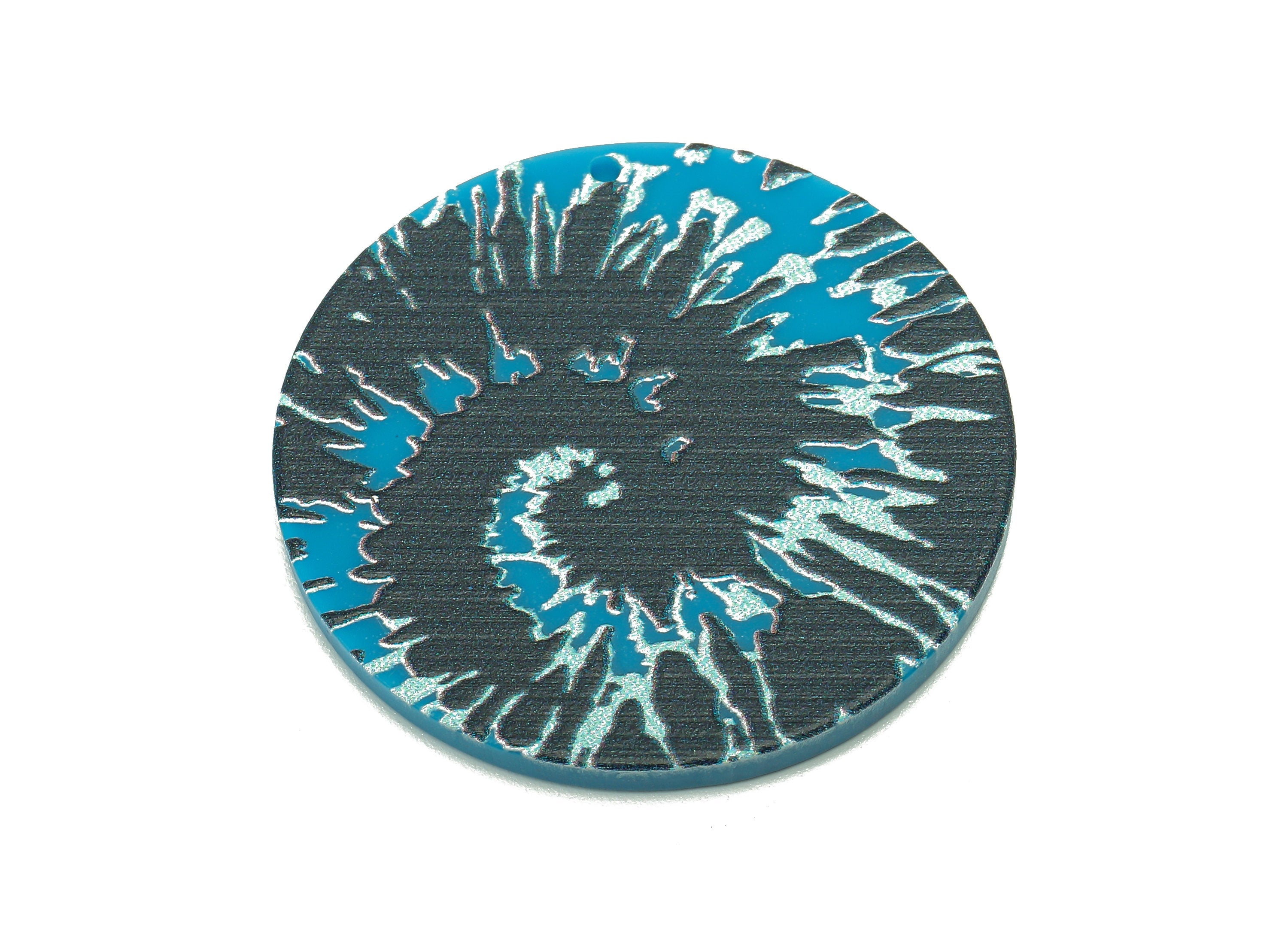 Acrylic Wave Round Earring Charm - Blue Sea Wavy Spiral Circle Earring - Snail Pendant With Hole - For Necklace - 37.5x37.5x2.6mm - AC2579 - DOMEDBAZAAR