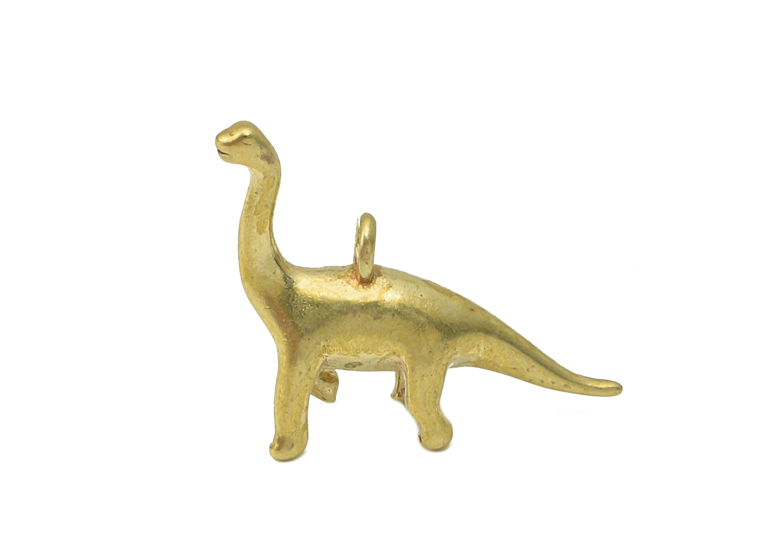 Brass Brontosaurus Earring Charms - Raw Brass Dinosaur Pendant With Loop - Dinosaur Charms - For Necklace - 18.83x11.57x4.57mm - PP8240 - DOMEDBAZAAR
