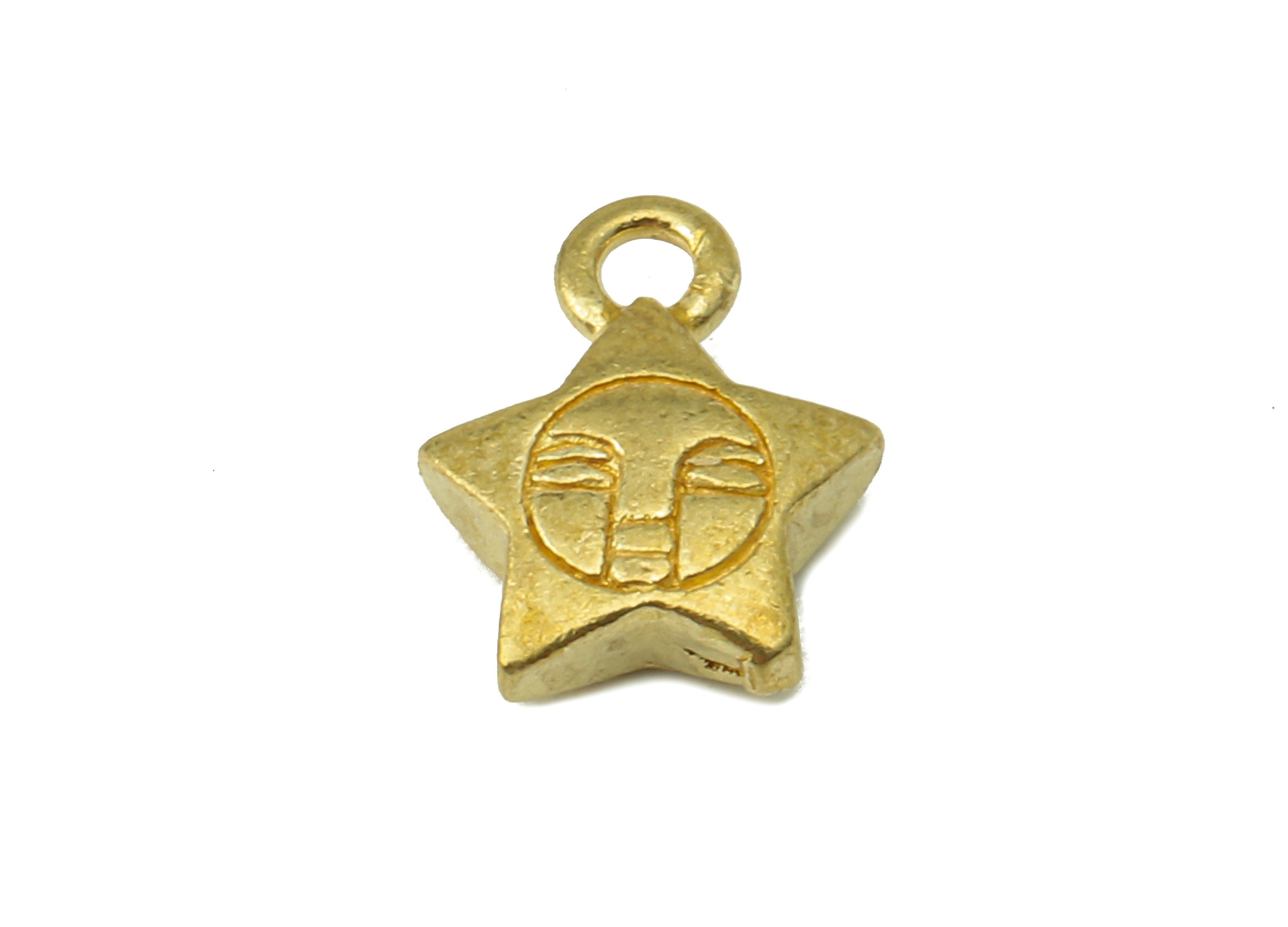 Brass Mini Star Earring Charms - Raw Brass Face Star Pendant With Loop - Tiny Star Charms - For Necklace - 10.28x8.13x2.73mm - PP8241 - DOMEDBAZAAR