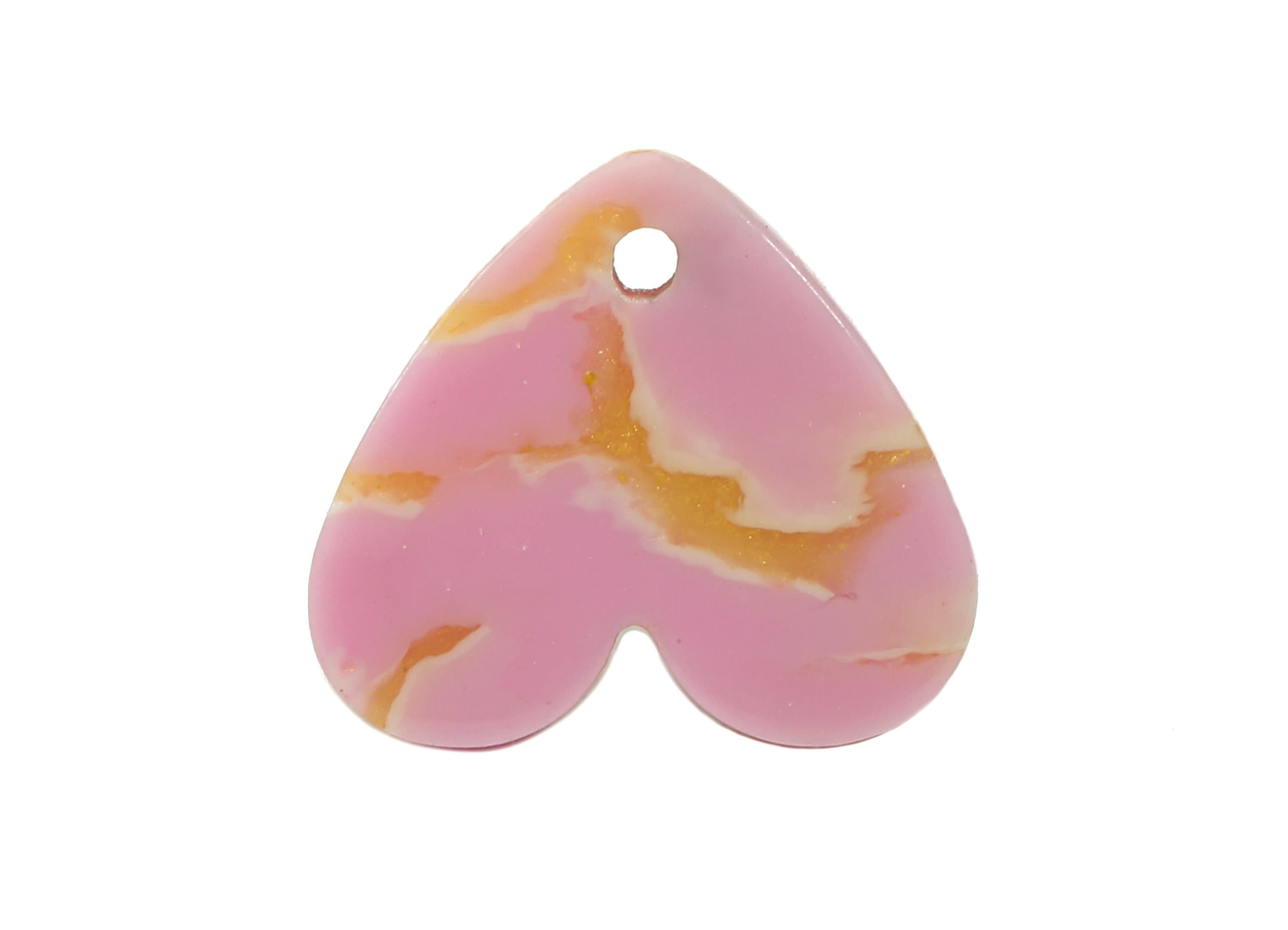 Acetate Heart Stud Earring - Pink Heart Earring Post With Hole - 316 Stainless Steel Stud - Color Code: A845 - 14.7x13.1x2.4mm - AC2559-A845 - DOMEDBAZAAR