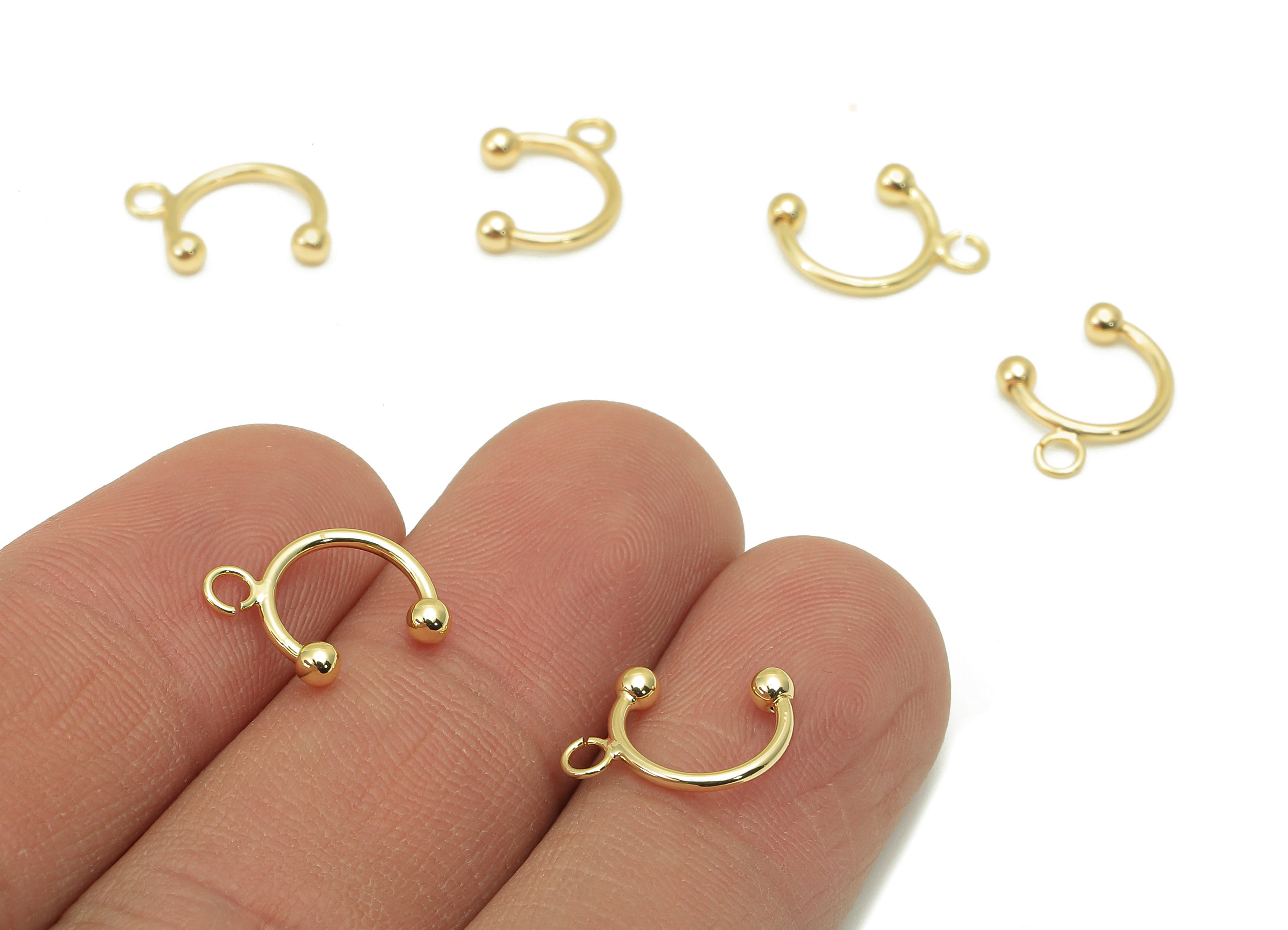 Brass Mini Open Hoop Earring Charm - Septum Open Round C Ring - Cartilage Earring With Loop - 18K Real Gold Plating - 7.5x7.5x5.2mm -RGP5813 - DOMEDBAZAAR