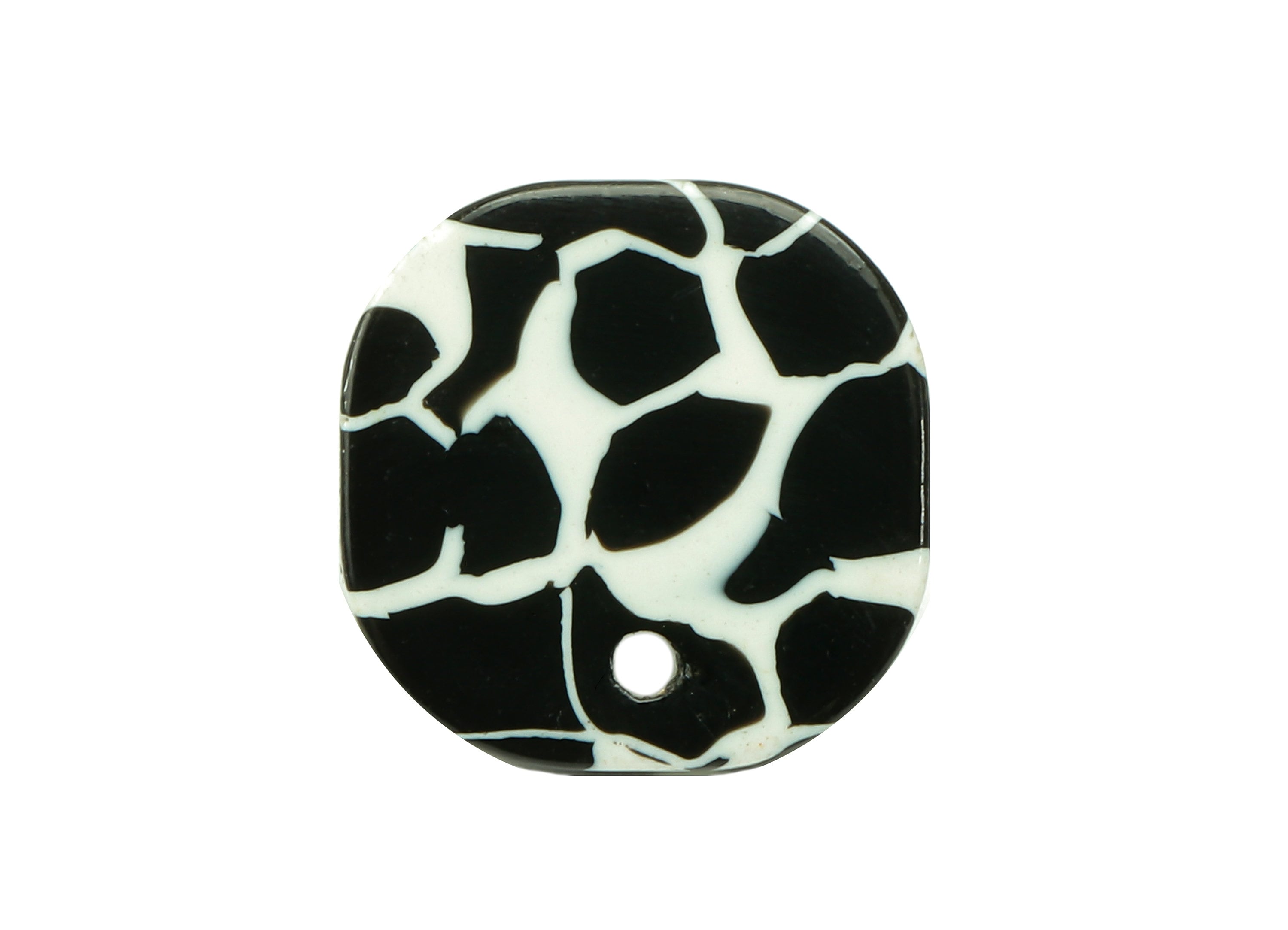 Acetate Oval Square Stud Earring - Black And White Earring Post With Hole - 316 Stainless Steel - Color Code: A837-14.7x14.6x3mm-AC2562-A837 - DOMEDBAZAAR