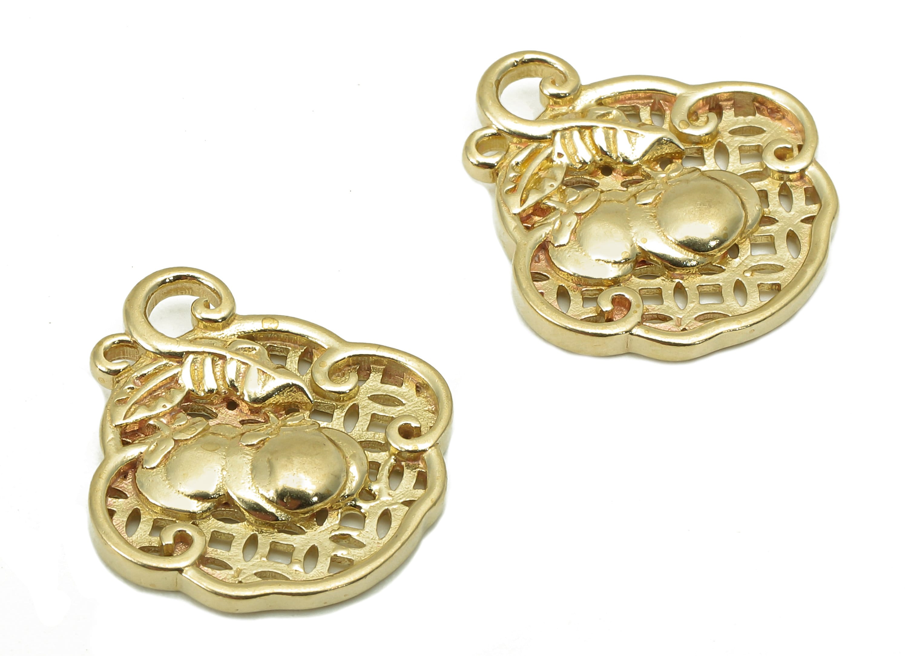 Brass Cloud Pumpkin Earring Charm - Raw Brass Cloud Bracelet Charm - Necklace Pendant With Loop - Hollow Earring - 17.7x16.3x2.3mm - PP8185 - DOMEDBAZAAR