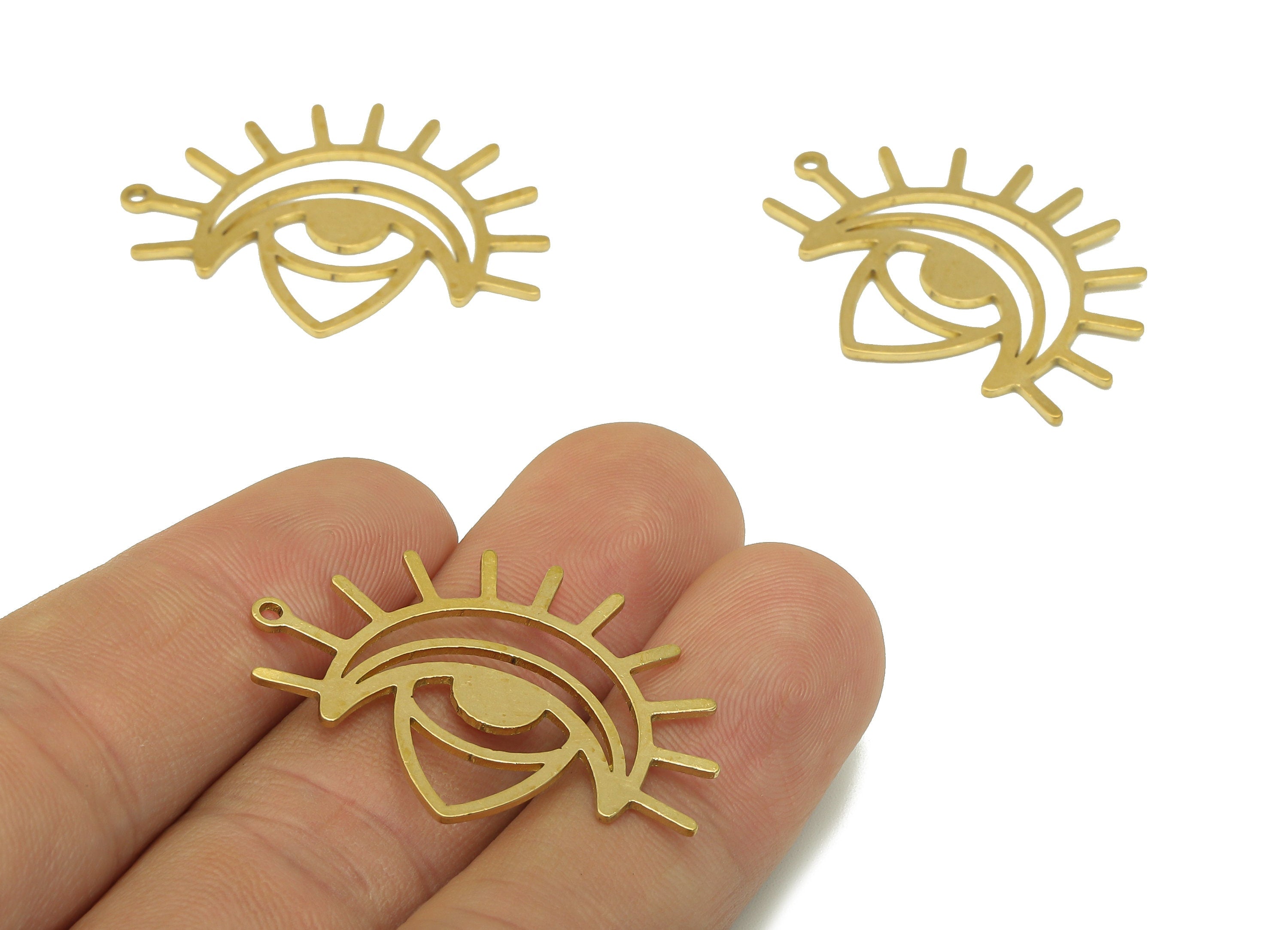 Brass Sun Crescent Earring Charm - Raw Brass Celestial Sun Moon Earring - Triangle Pendant With Loop - For Necklace - 30x26.8x1mm - PPA6674 - DOMEDBAZAAR