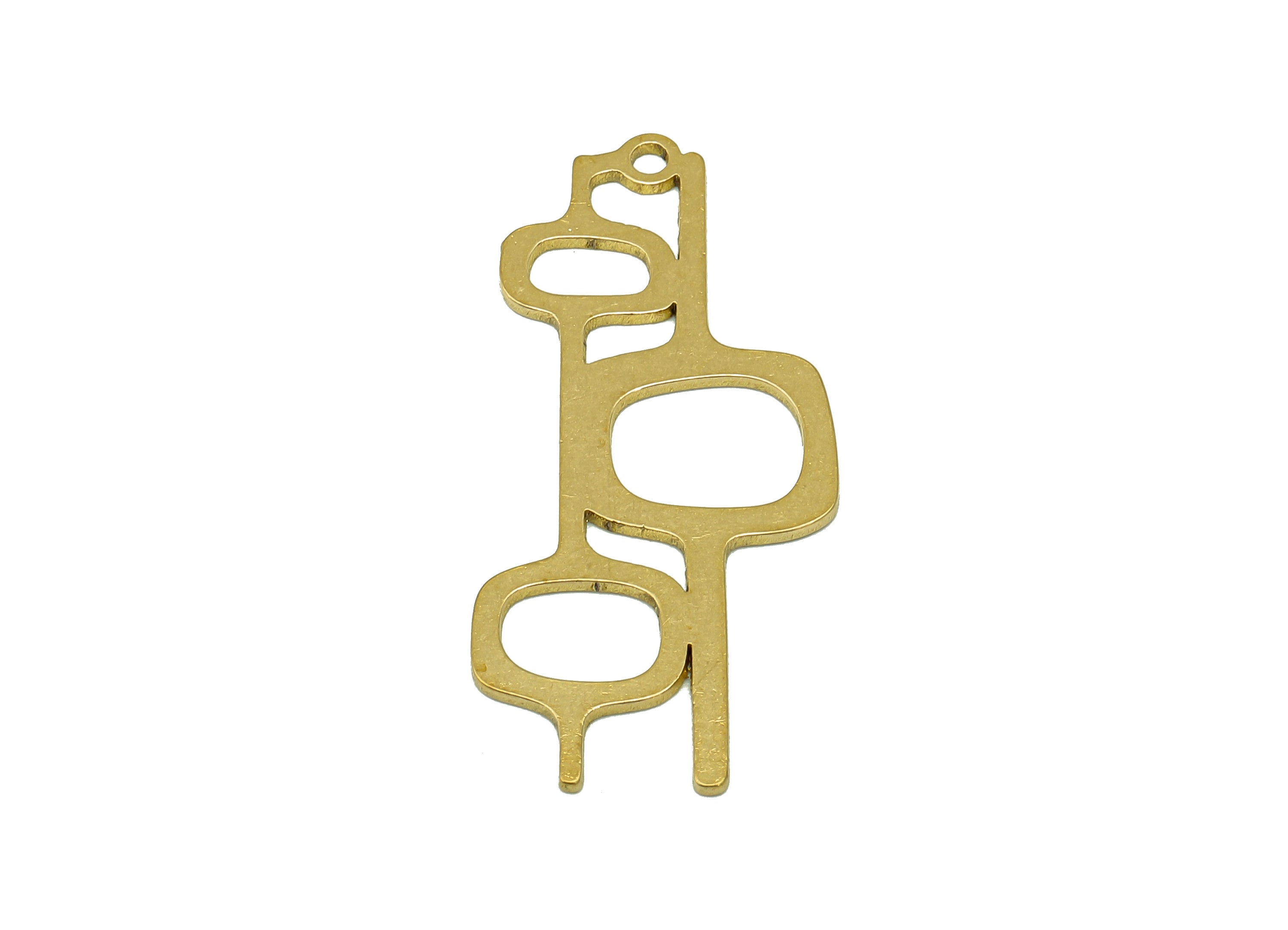 Brass Irregular Earring Charm - Raw Brass Geometry Earring - Cutout Pendant With Loop - Long Charms For Necklace - 29.9x9.8x0.65mm - PPA6802 - DOMEDBAZAAR