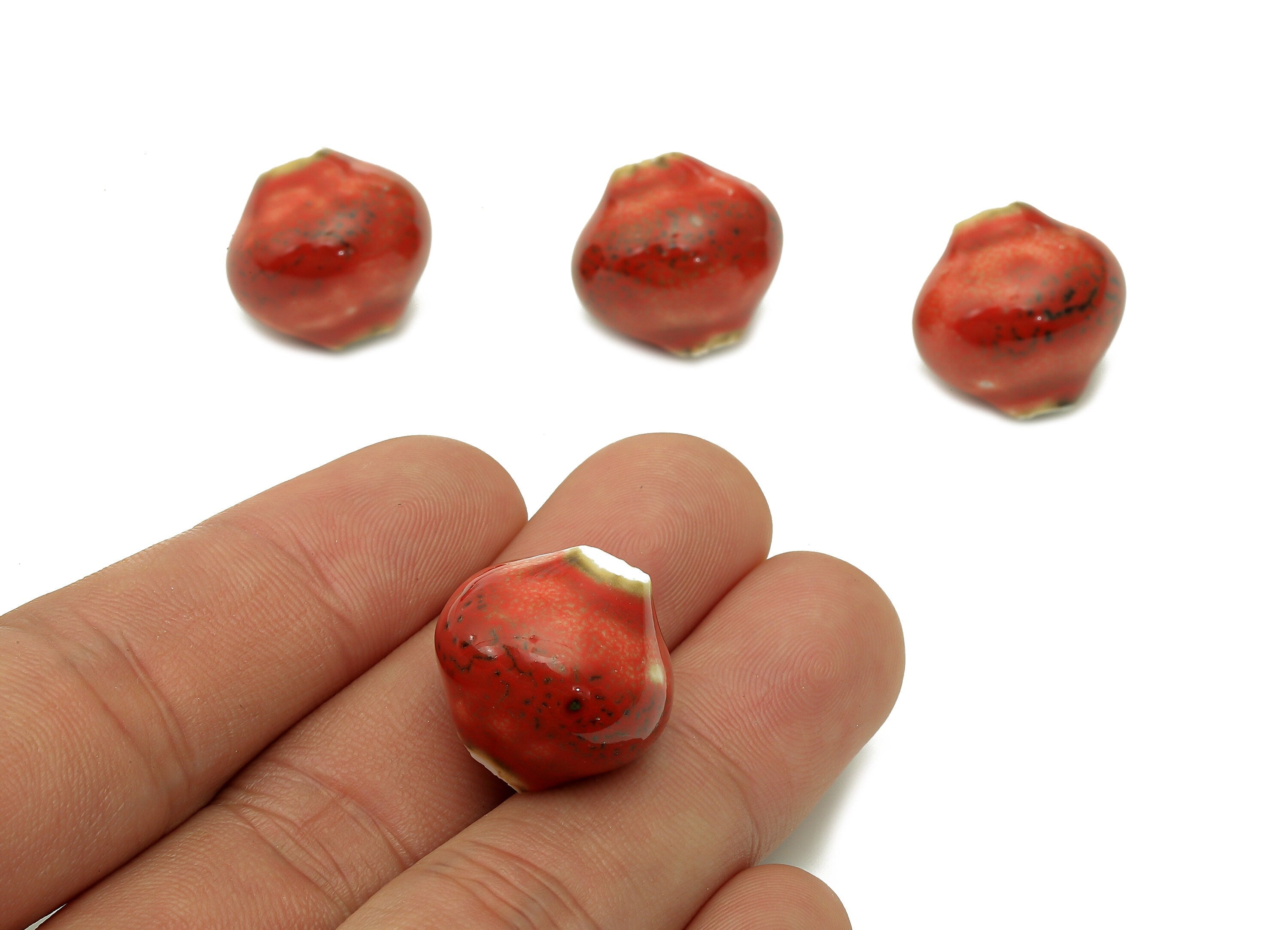 Glazed Ceramic Vase Beads - Carved Vase Beads - Handmade Beads - Bracelet Making Beads - Connectors Beads - 18.65x18x18mm - NS1826 - DOMEDBAZAAR