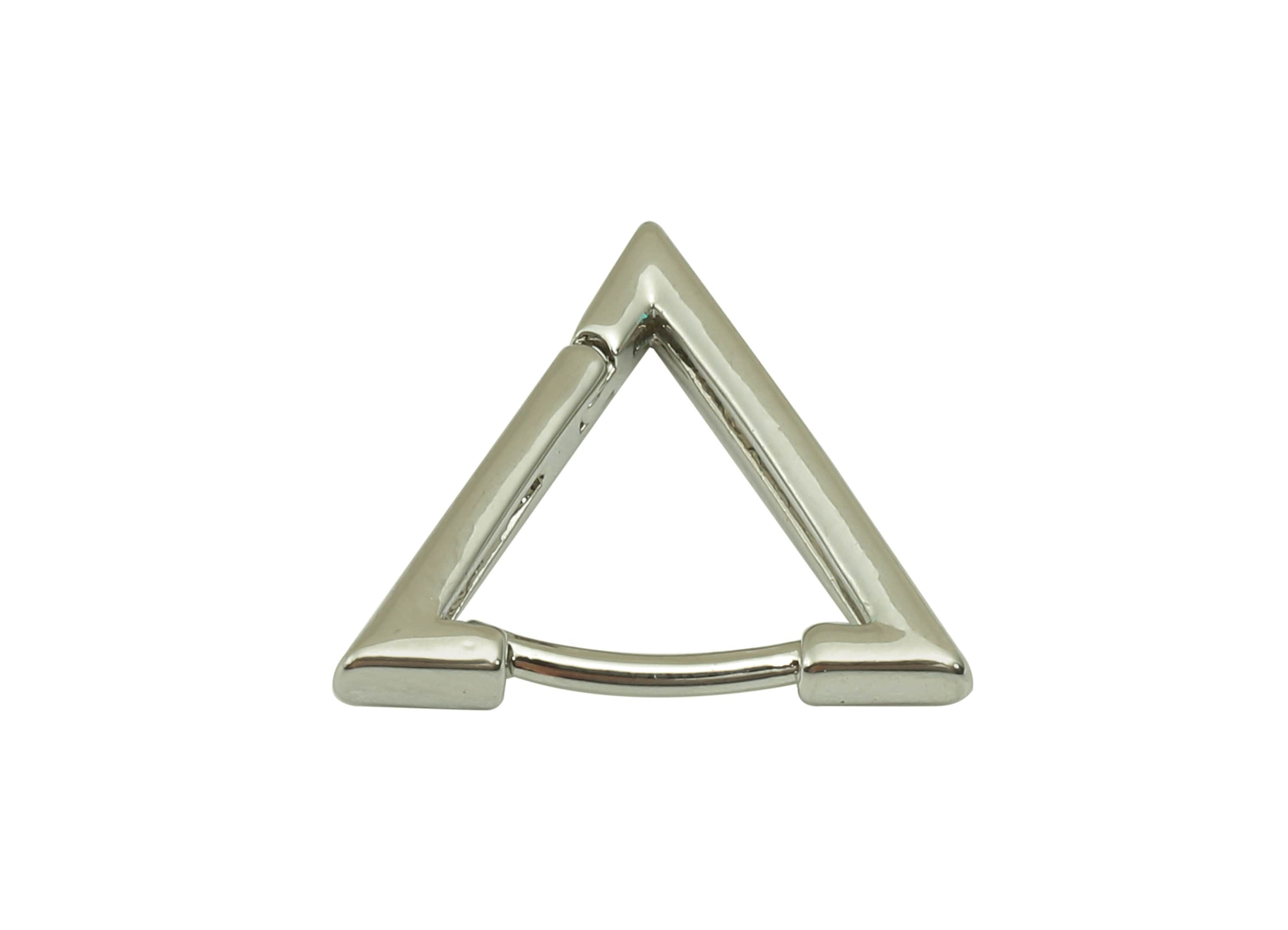 Brass Triangle Earrings Clasps - Dainty Triangle Hoop Clasp - Earring Clasp - 18K Real White Gold Plated Brass - 14x16.6x2.6mm - RGP3259S - DOMEDBAZAAR