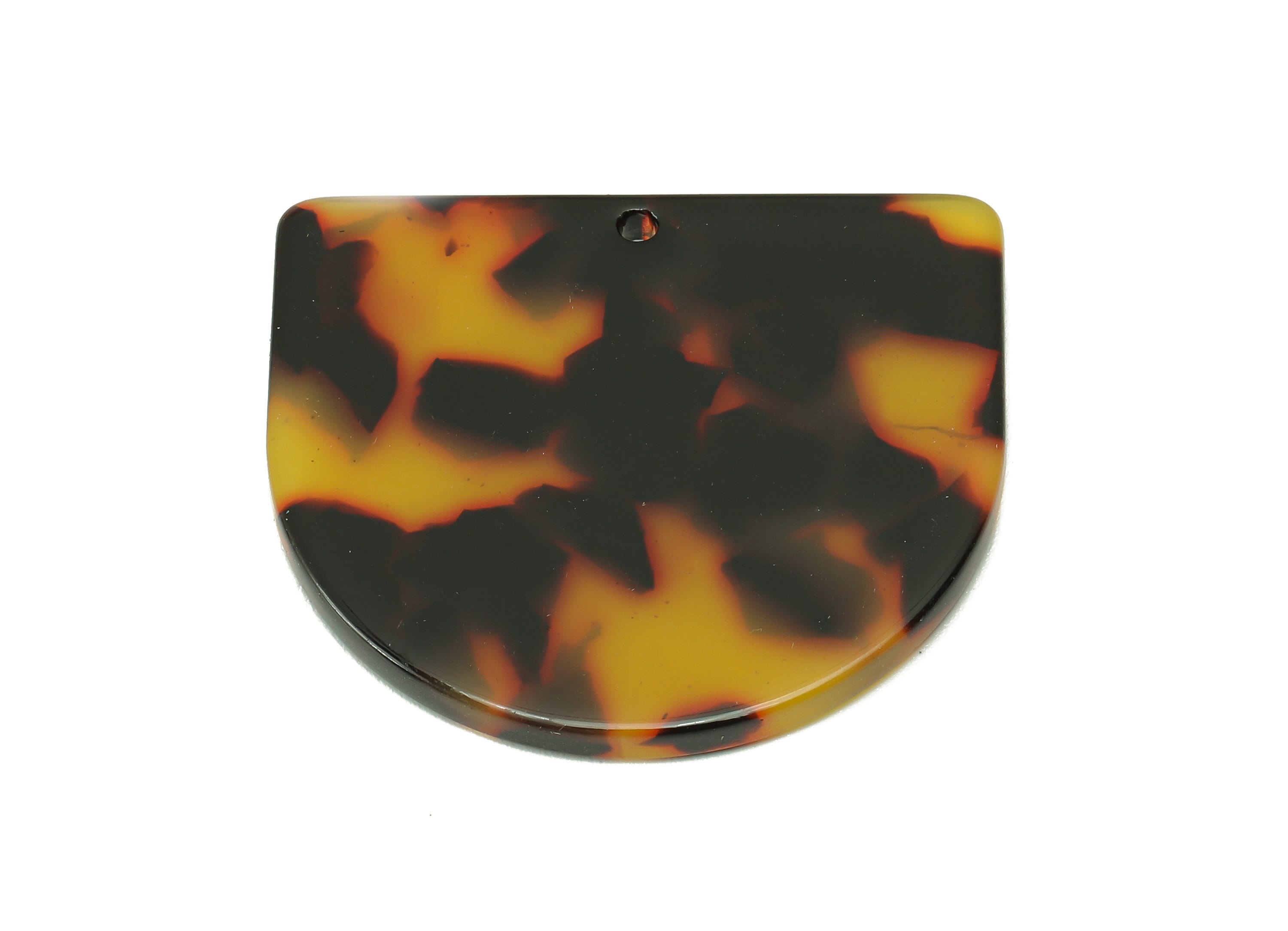 Acrylic D Earring Charms - Acrylic Tortoise Shell Domed Pendant - Domed Charm With Hole - Color Code: A496 - 33.88x29.86x2.5mm - AC1094-A496 - DOMEDBAZAAR