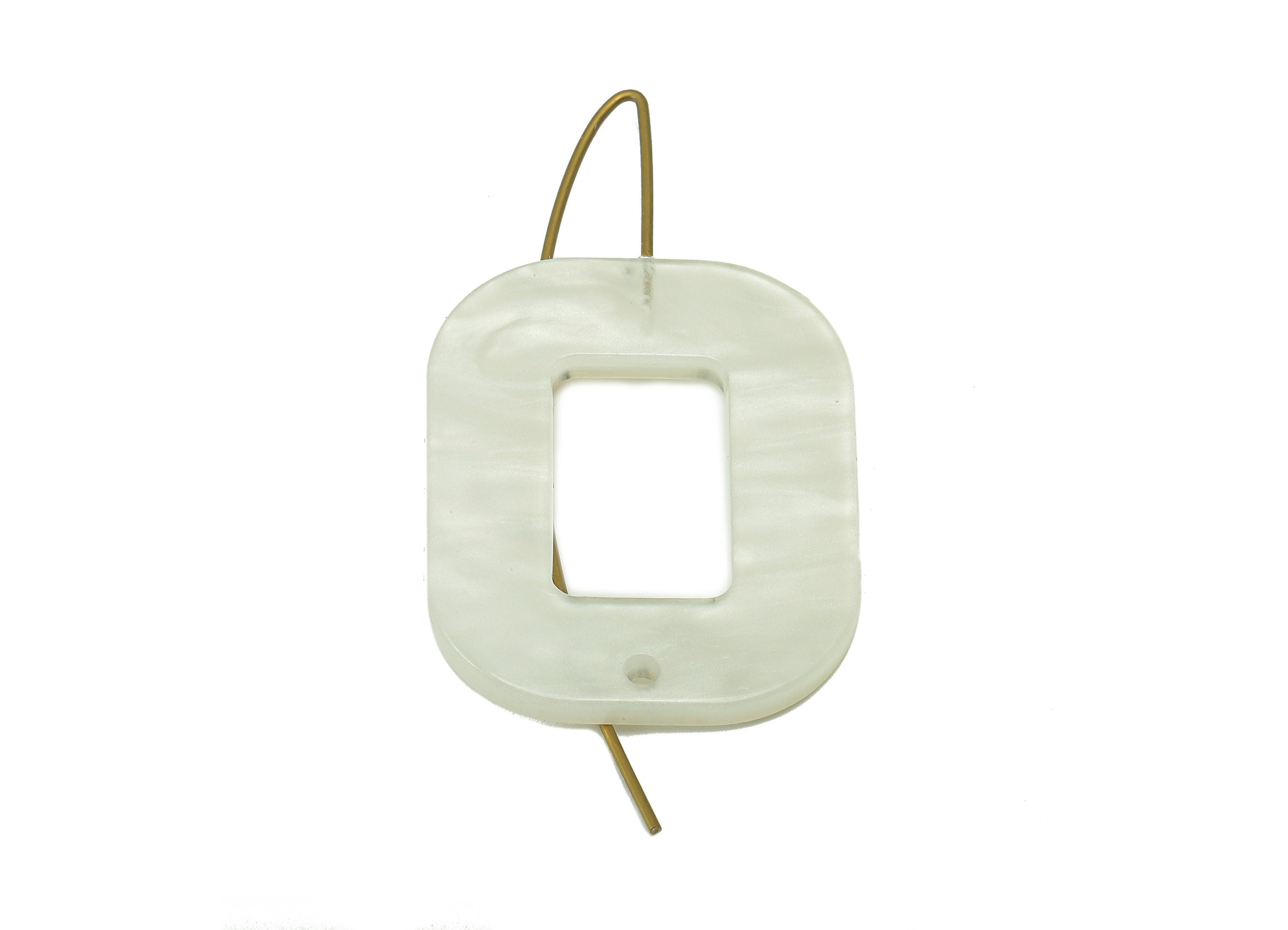 Acrylic Oval Rectangle Ear Wire Hook - Hollow Earring With Hole - Brass Earring Wire Connector - Color Code: A795 - 46x25x3mm - AC2583-A795 - DOMEDBAZAAR
