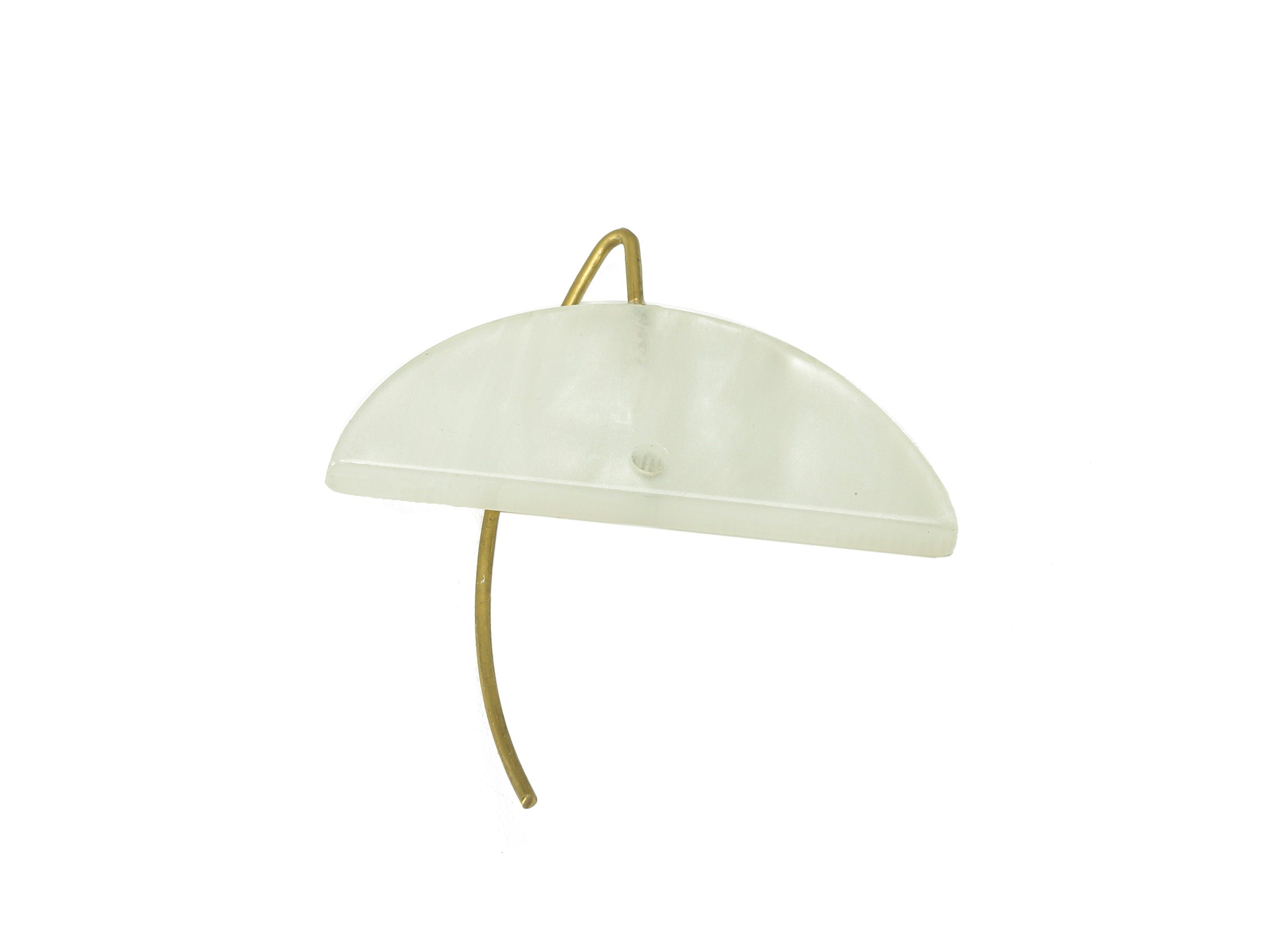 Acrylic Semicircle Hook Connector - Ivory Half Moon Earring With Hole - Brass Earring Wire - Color Code: A795 - 27.4x16x2.5mm - AC2585-A795 - DOMEDBAZAAR
