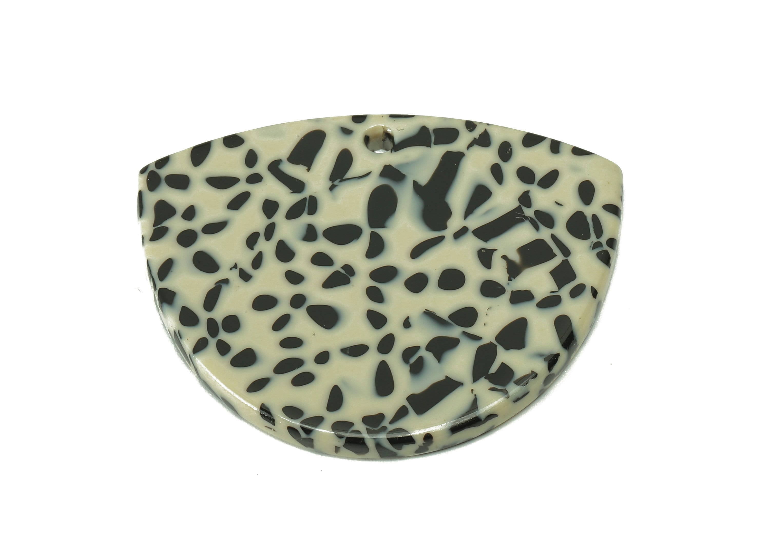 Acetate Geometry Earring Charm - Black Spots Geometry Earring - Geometry Pendant With Hole - Color Code: A785 - 37.1x30x2.5mm - AC2586-A785 - DOMEDBAZAAR