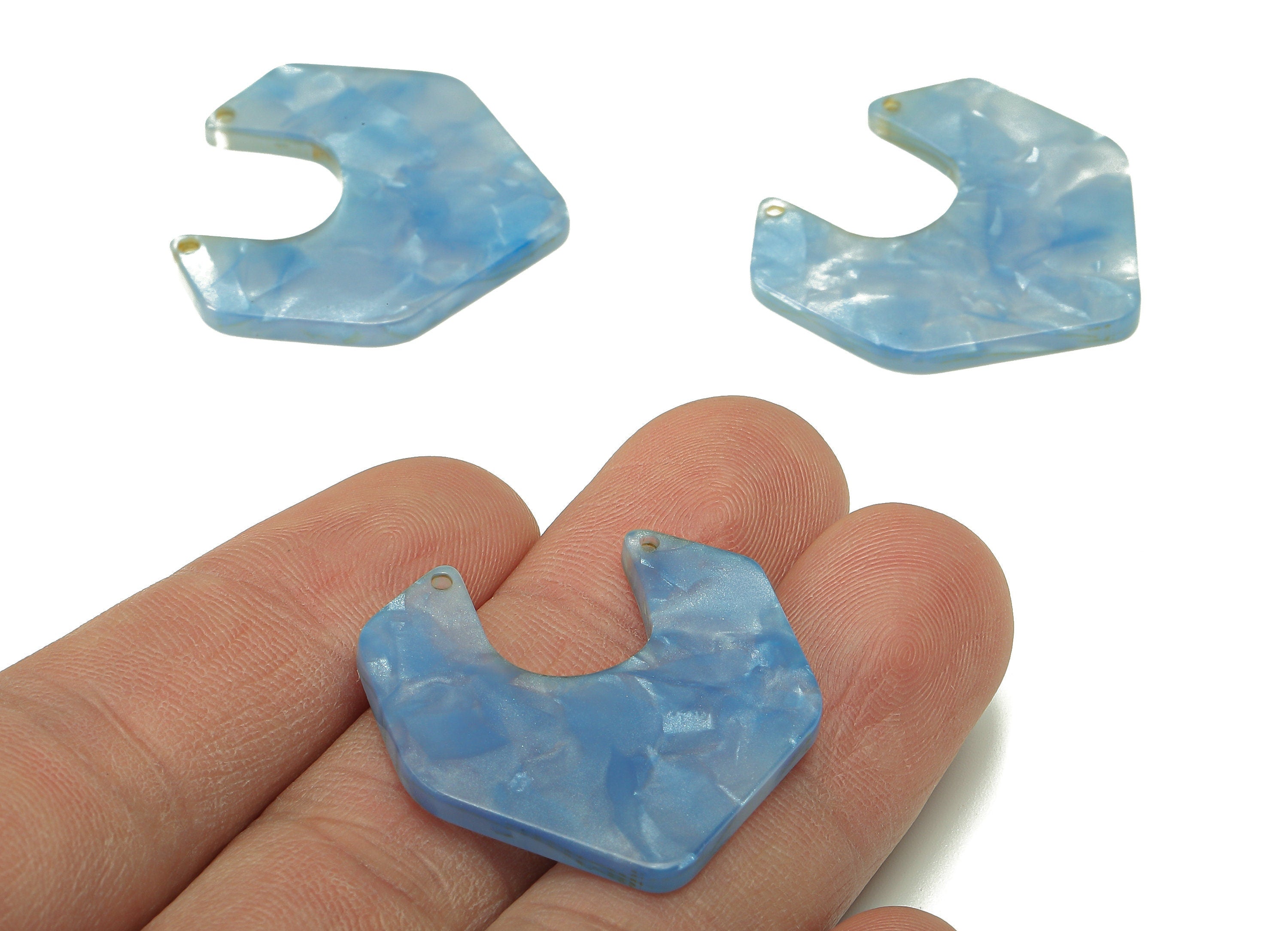 Acrylic Geometry Connector - Blue Irregular Charms - 2 Holes - Geometry Pendant - Color Code: A765 - 30.37x29.44x2.68mm - AC2587-A765 - DOMEDBAZAAR