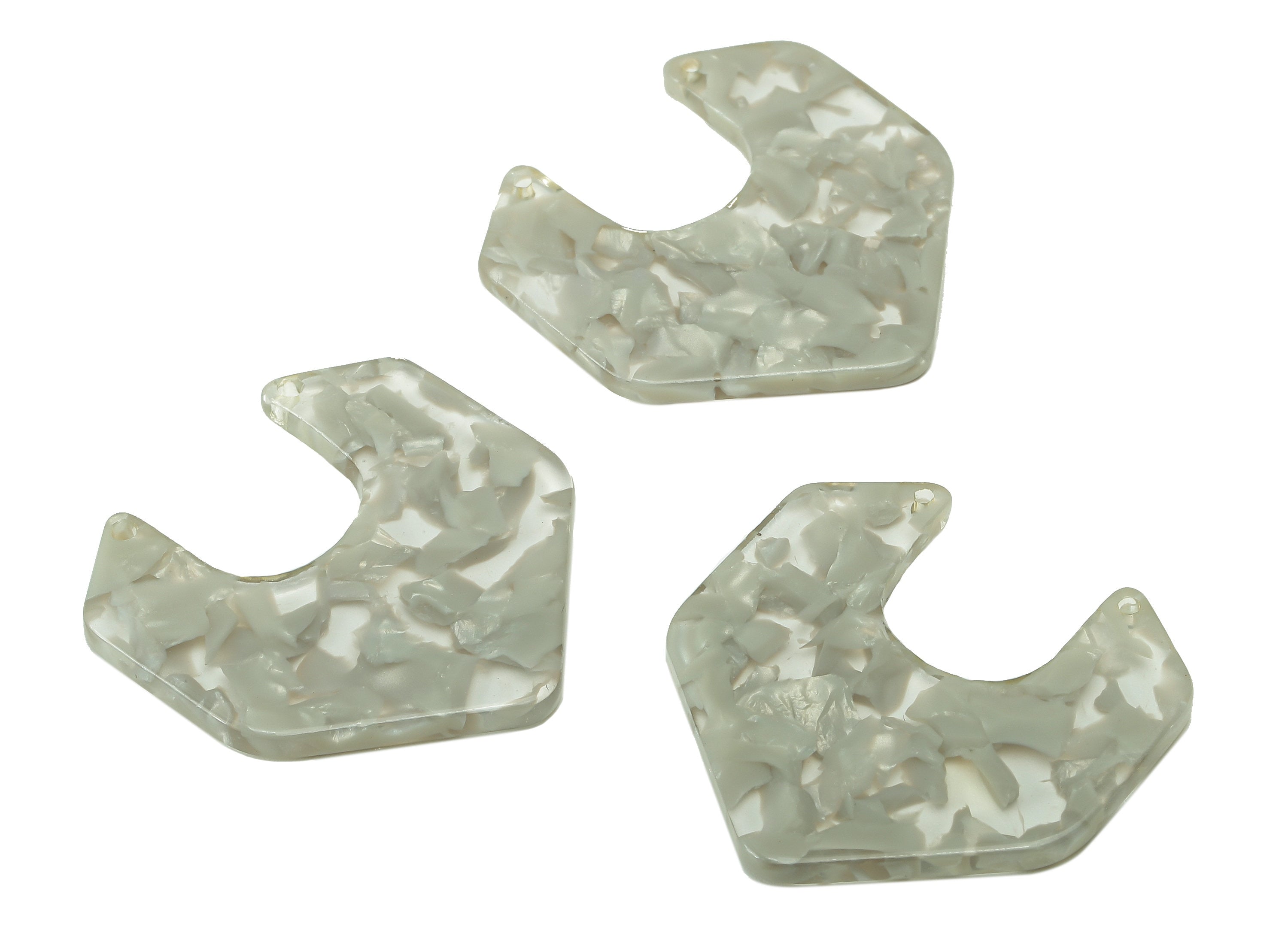 Acrylic Geometry Connector - Gray Irregular Charms - 2 Holes - Geometry Pendant - Color Code: A890 - 30.23x29.58x2.35mm - AC2587-A890 - DOMEDBAZAAR