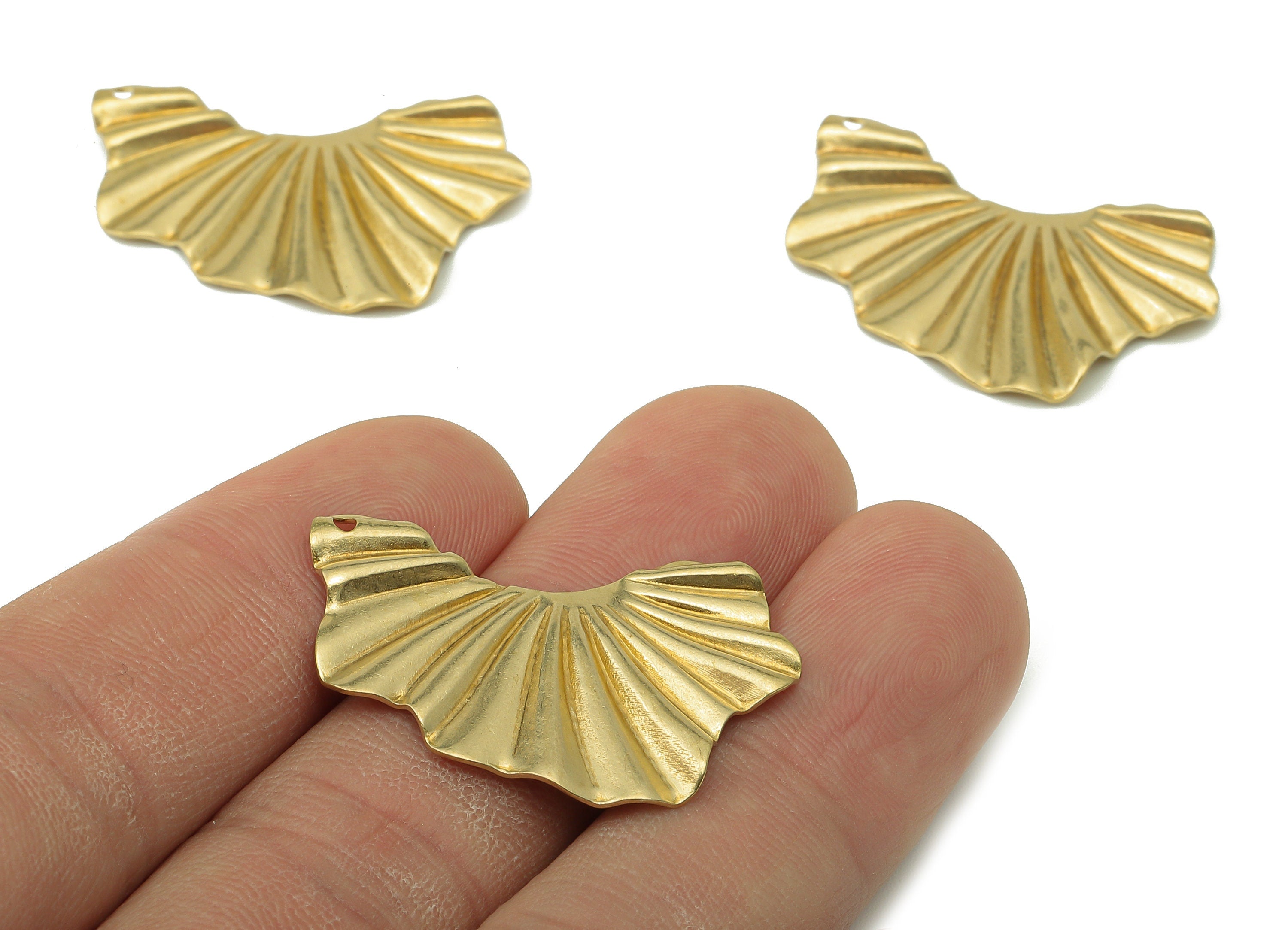 Brass Lotus Leaf Earring Charms - Raw Brass Geometric Ladder Pendant - Ladder Charm With Hole - For Necklace - 31.84x21.46x1mm - PP8194 - DOMEDBAZAAR