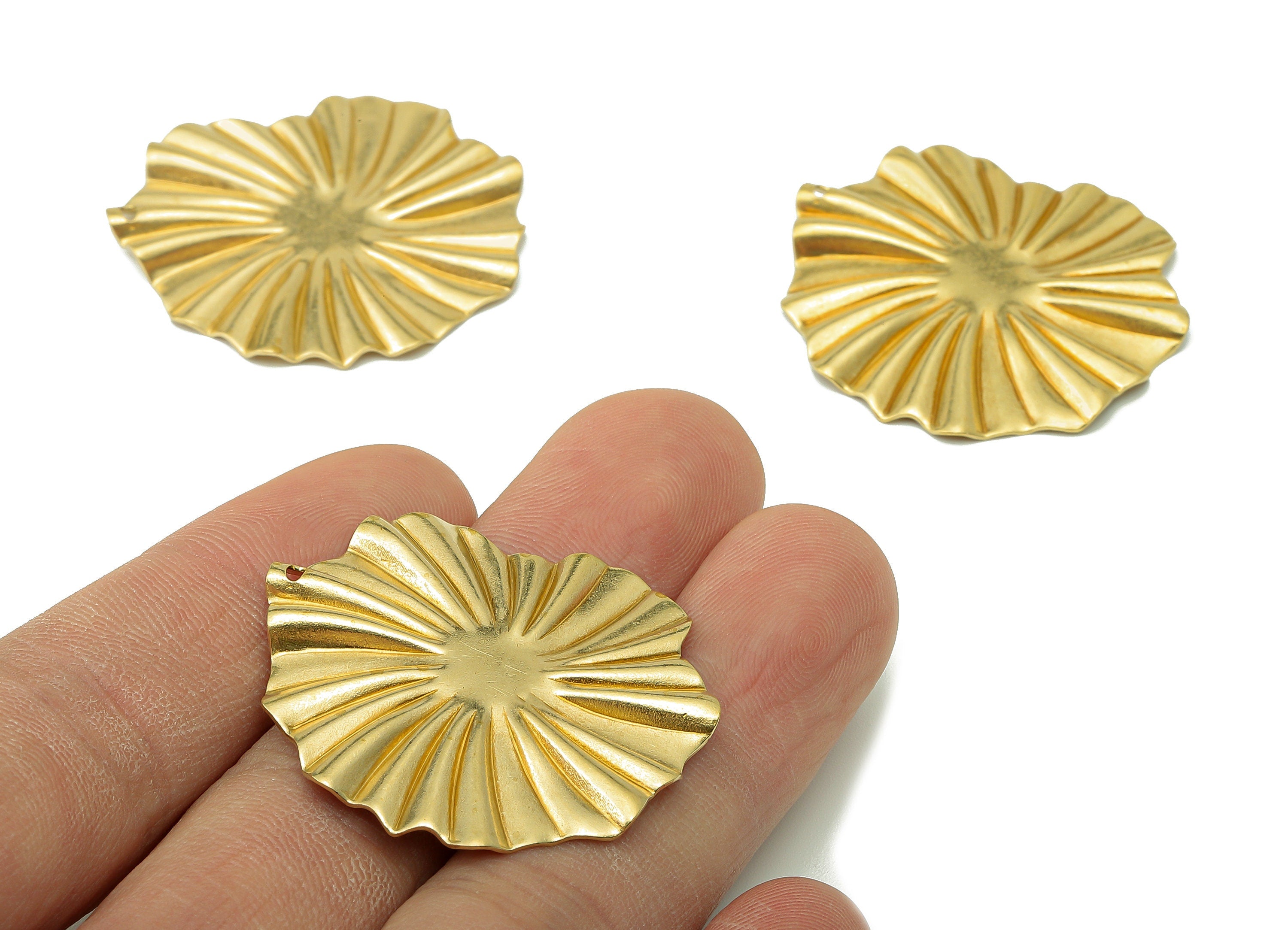 Brass Lotus Leaf Earring Charms - Raw Brass Flower Ladder Pendant - Ladder Charm With Hole - For Necklace - 35.8x33.78x2.35mm - PP8193 - DOMEDBAZAAR
