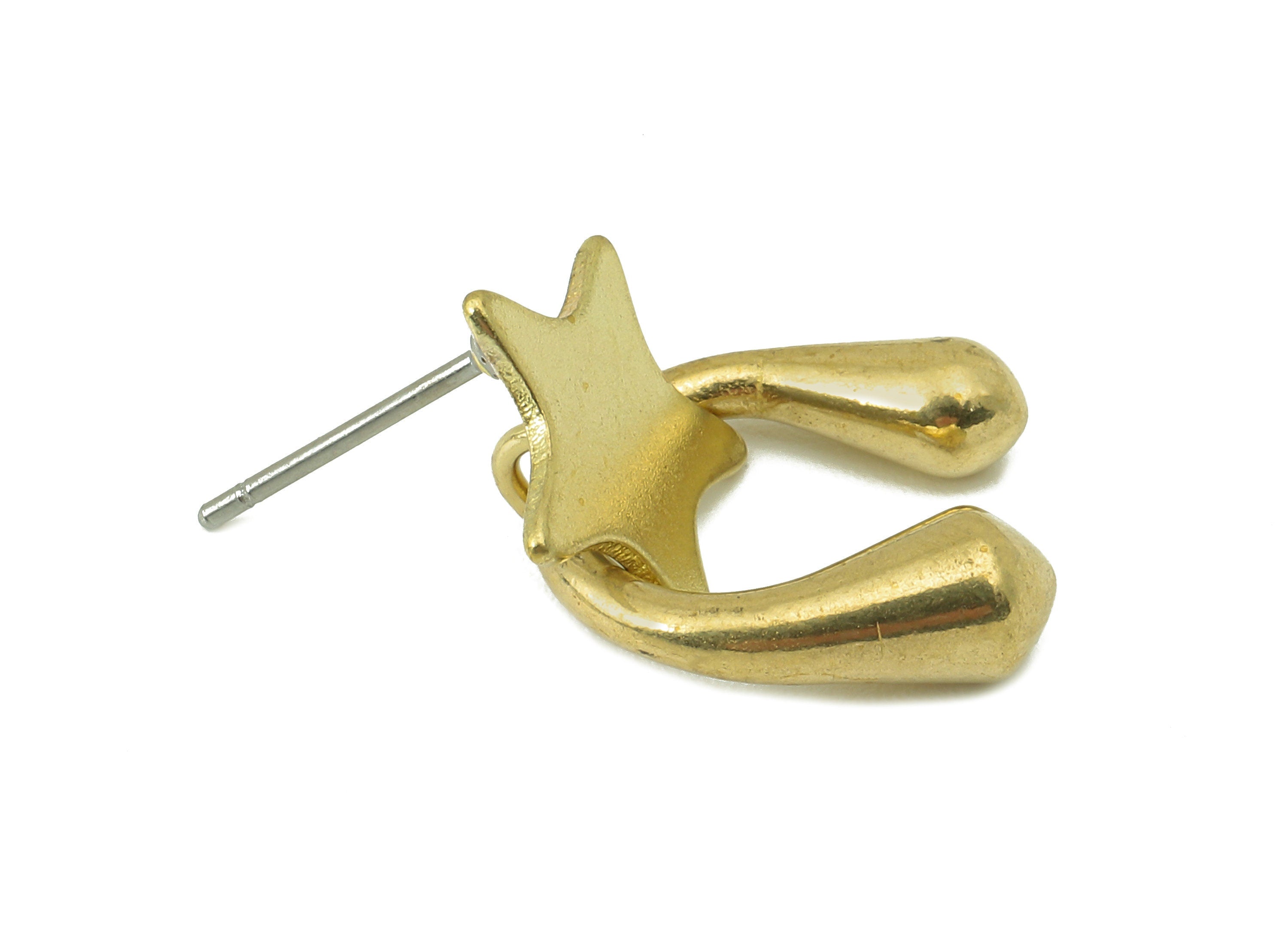 Brass Star Stud Earring - Raw Brass U Earring Post - Star Earring Stud - Steel Stud - 21.74x11.85x4.69mm - PP8221 - DOMEDBAZAAR