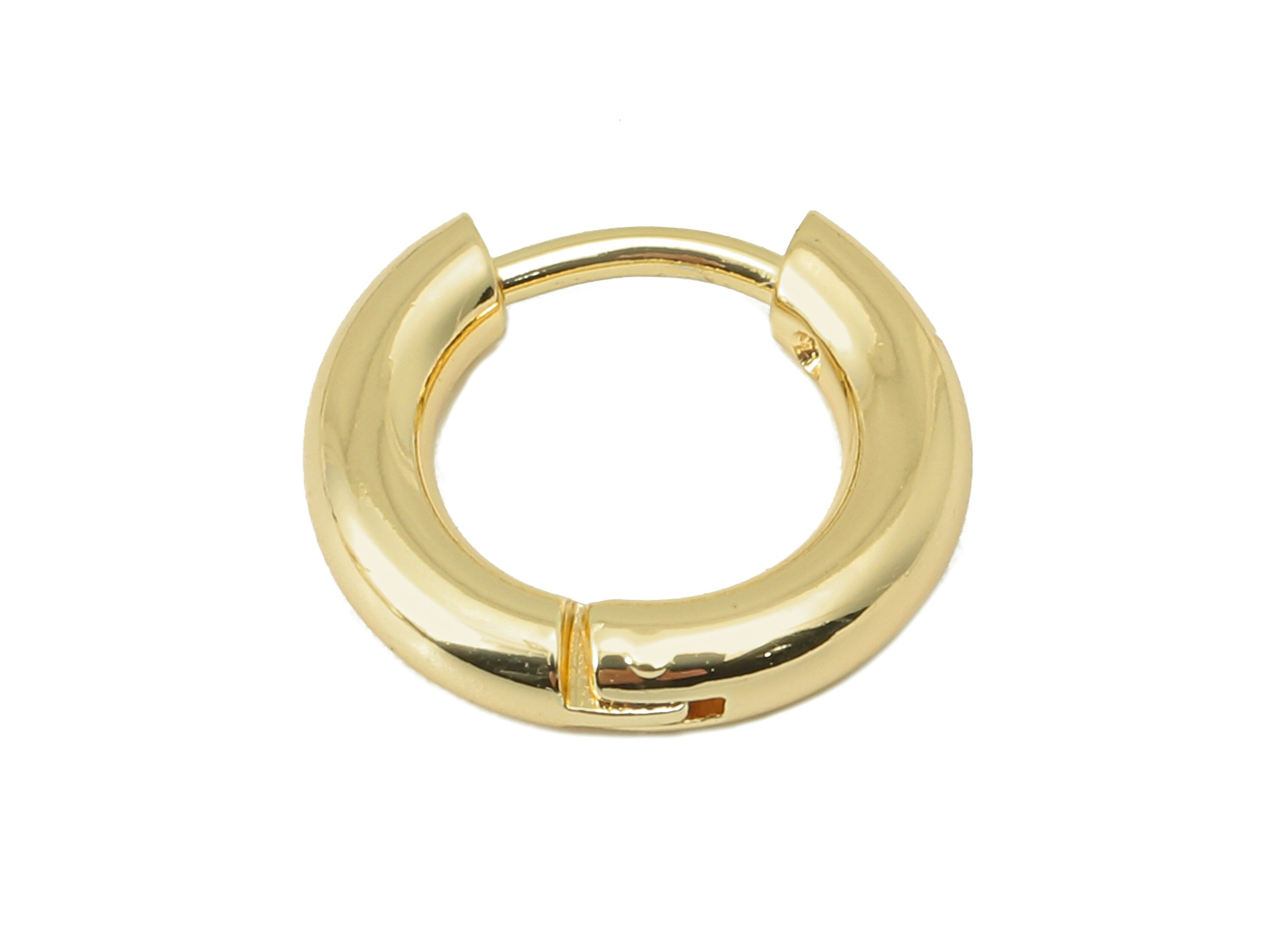 Brass Round Hoop Earring Clasp - Brass Circle Huggie Hoop Earring -Jewelry Supplies- 18K Real Gold Plating - 12.94x 11.83x 2.58mm - RGP5866 - DOMEDBAZAAR