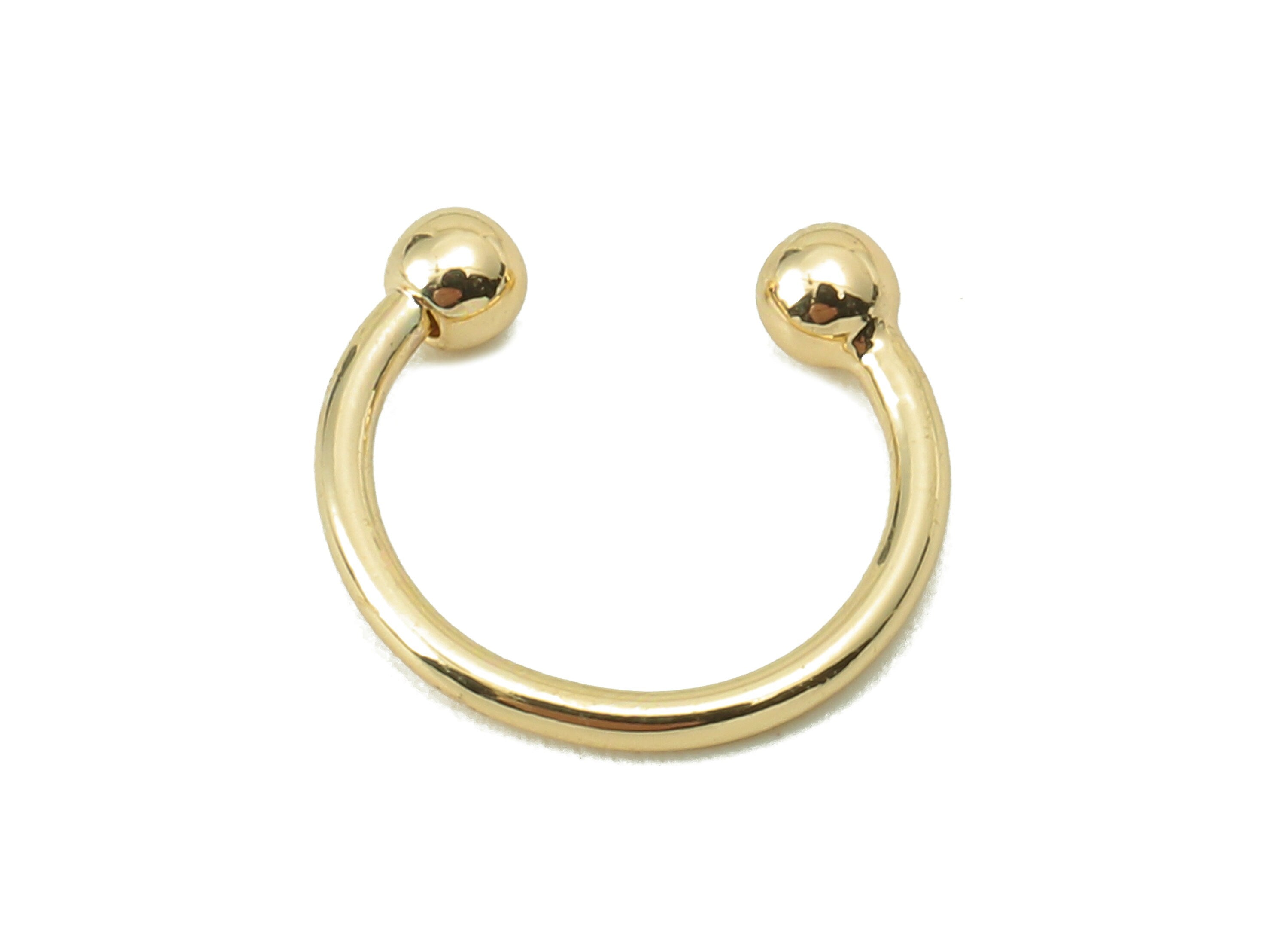 Brass Hoop C Ear Cuff - Brass Mini Ball Hoop Earring - Mini Open Round C - 18K Real Gold Plating-11.12x 10.77x 1mm-RGP5878 - DOMEDBAZAAR
