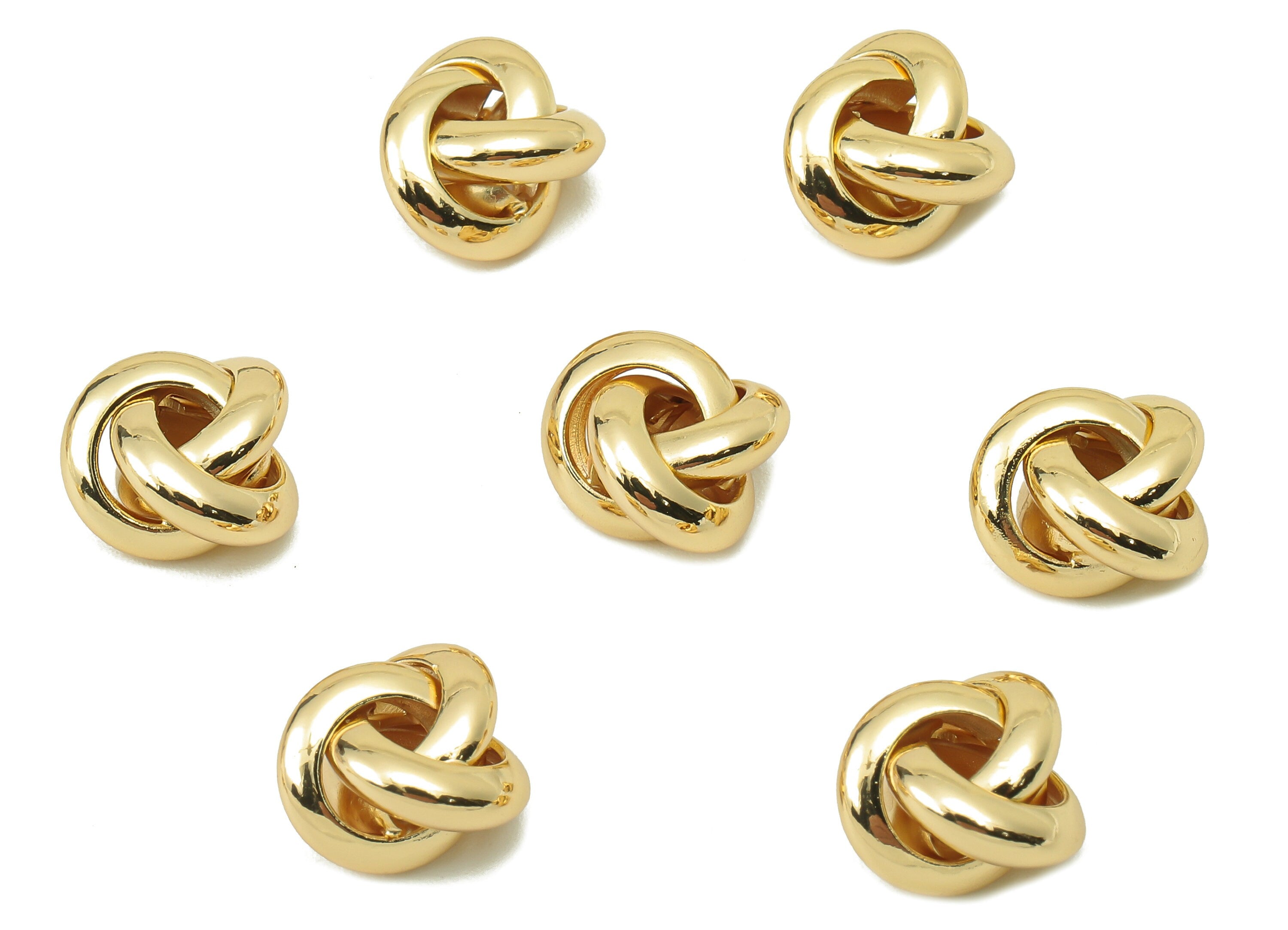 Brass Knot Earring Charms - Brass Rings Beads Earring Charm -Brass Gold Infinity Earring- 18K Real Gold Plating-11.35x 11.35x1.91mm-RGP5885 - DOMEDBAZAAR