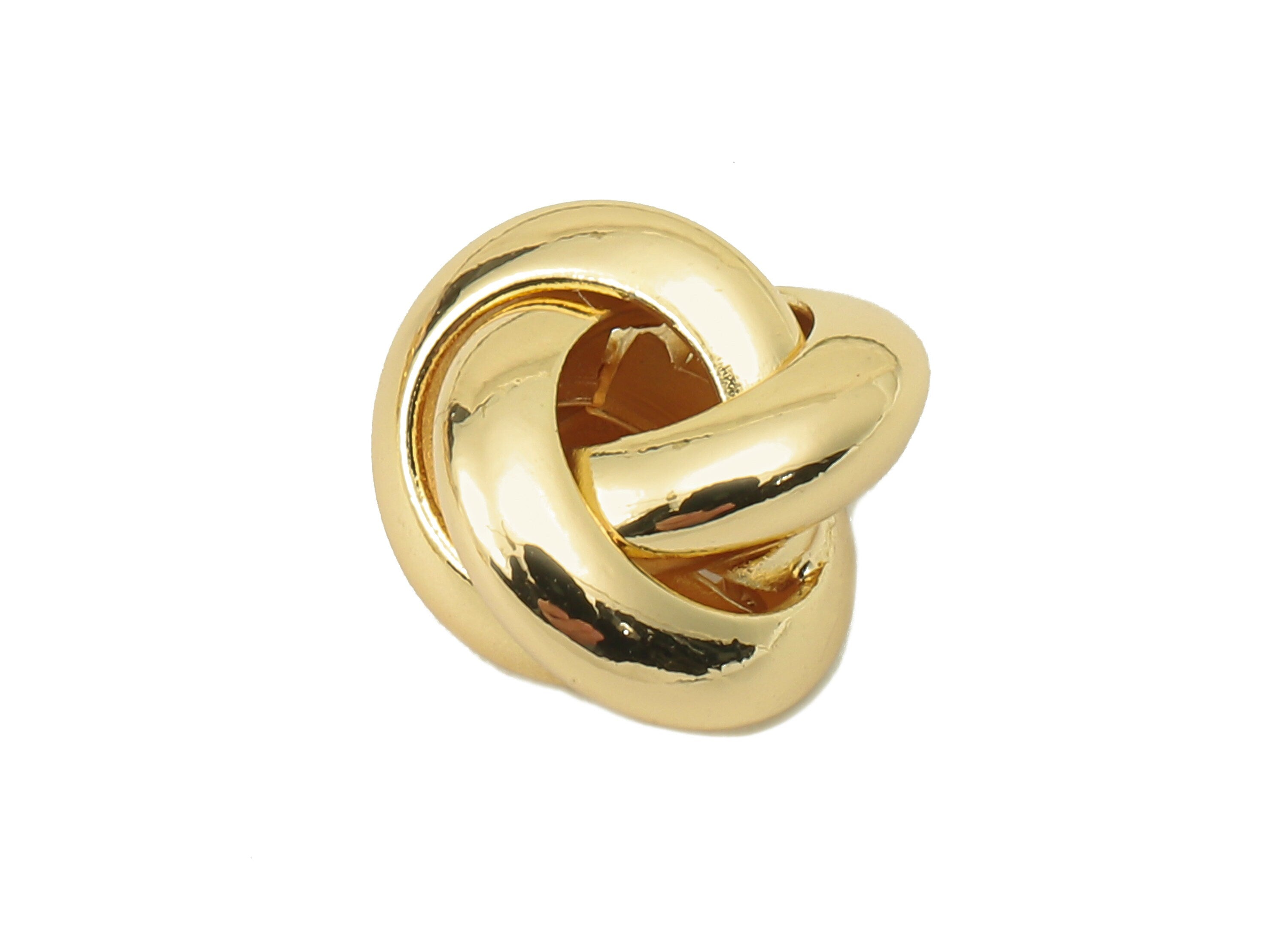 Brass Knot Earring Charms - Brass Rings Beads Earring Charm -Brass Gold Infinity Earring- 18K Real Gold Plating-11.35x 11.35x1.91mm-RGP5885 - DOMEDBAZAAR