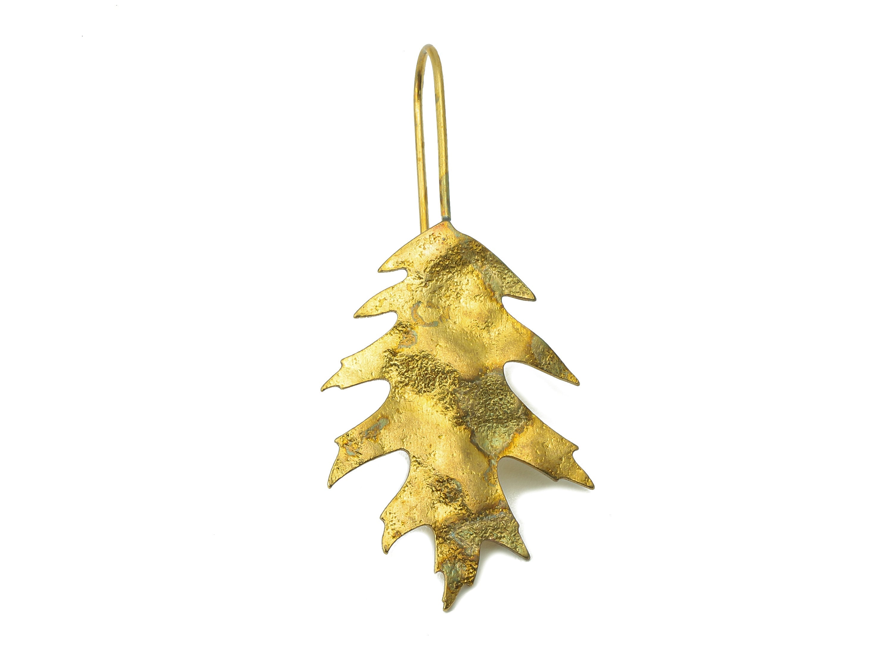 Raw Brass Pin Oak Ear Wires Earring - Brass Leaf Hook Earring -Textured Earring Hooks- Botanical Earring- 40.72x 18.23x 0.96mm - PP8249 - DOMEDBAZAAR