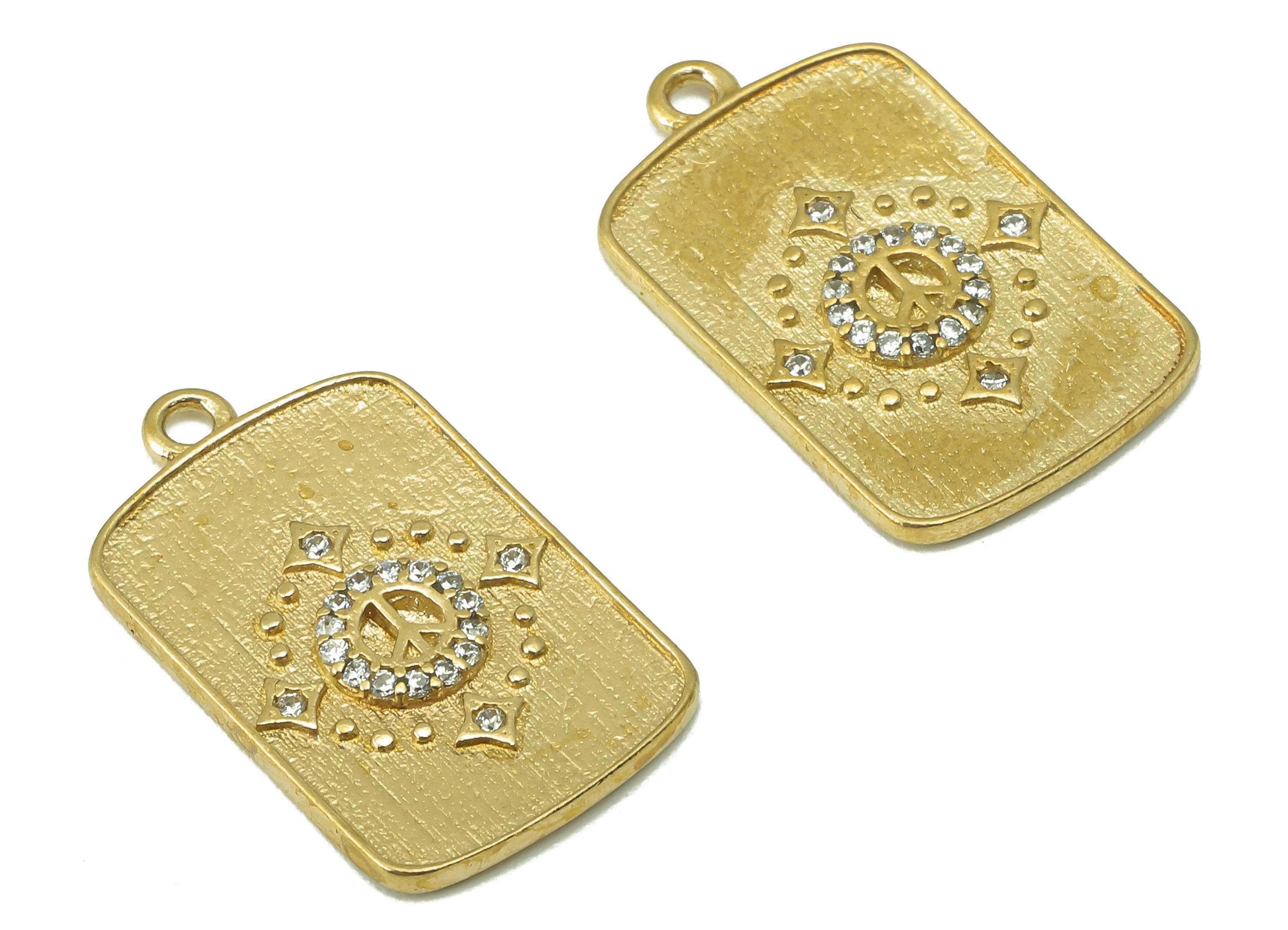 Raw Brass Rectangle Connectors For Necklace-Raw Brass Embossing Rectangle Pendant-diamond-Jewelry Supplies - 22.81 x 13.68x 1.71mm - PP8359 - DOMEDBAZAAR