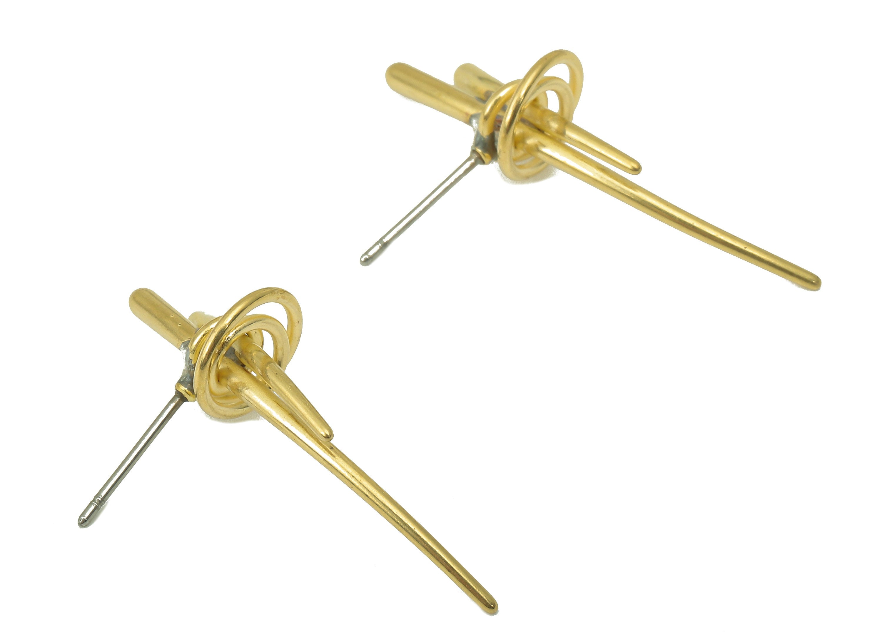 Raw Brass Knot Stud Earring - Brass Wires Spiral Earring Post - Earring Post - Jewelry Making Supplies- 32.64x 18.93x 1.59mm - PP8256 - DOMEDBAZAAR