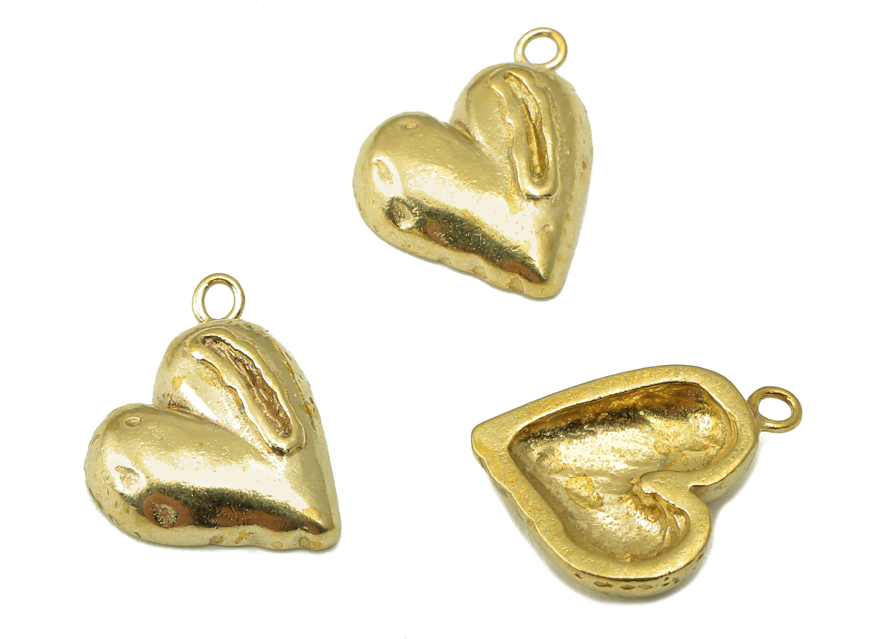 Raw Brass Heart Earring Backs-Raw Brass Heart Pendant-Heart Necklace-Heart Connector-Necklace linker- Making-4.92 x 11.29 x 1.83mm - PP8367 - DOMEDBAZAAR