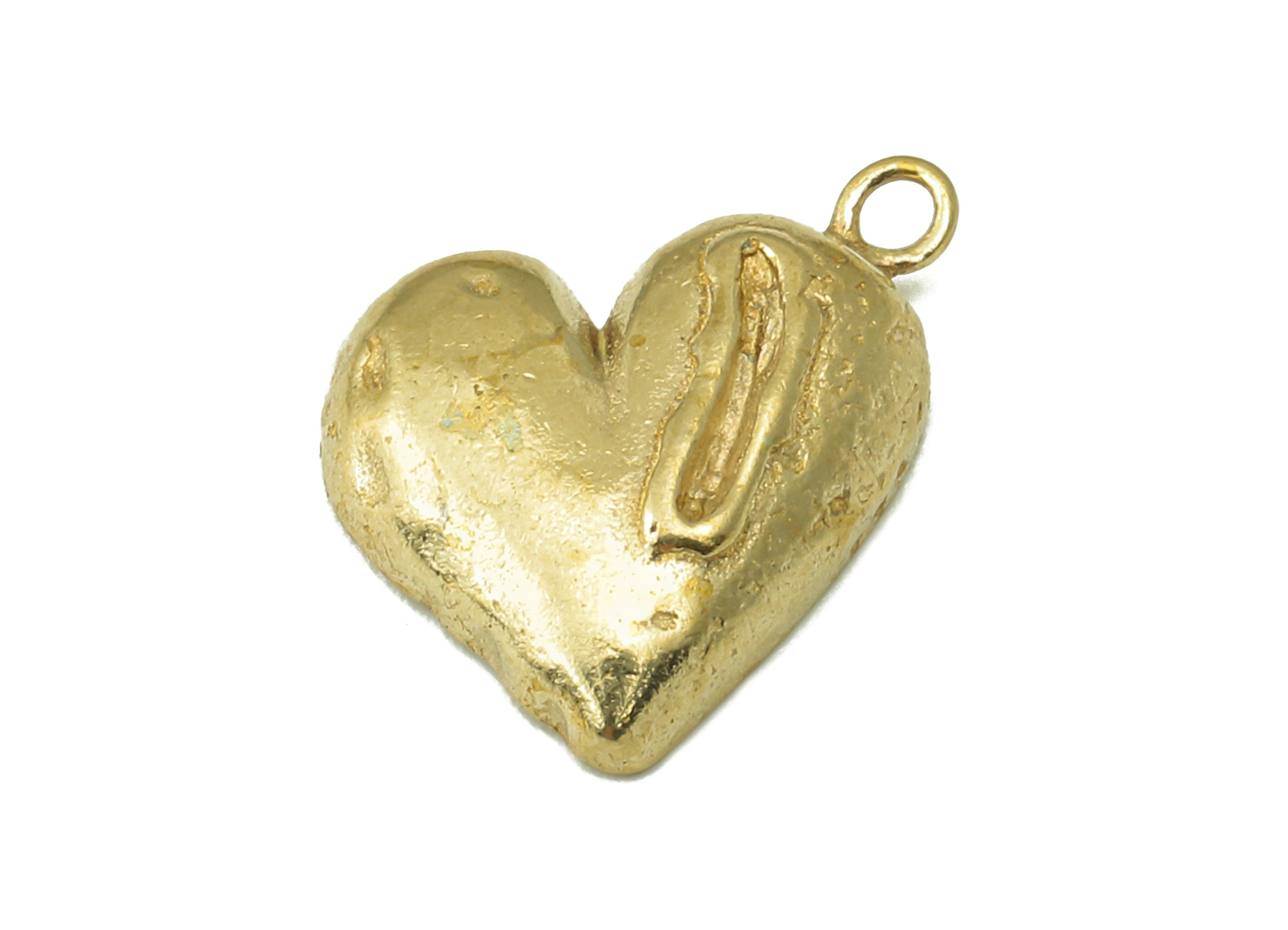 Raw Brass Heart Earring Backs-Raw Brass Heart Pendant-Heart Necklace-Heart Connector-Necklace linker- Making-4.92 x 11.29 x 1.83mm - PP8367 - DOMEDBAZAAR