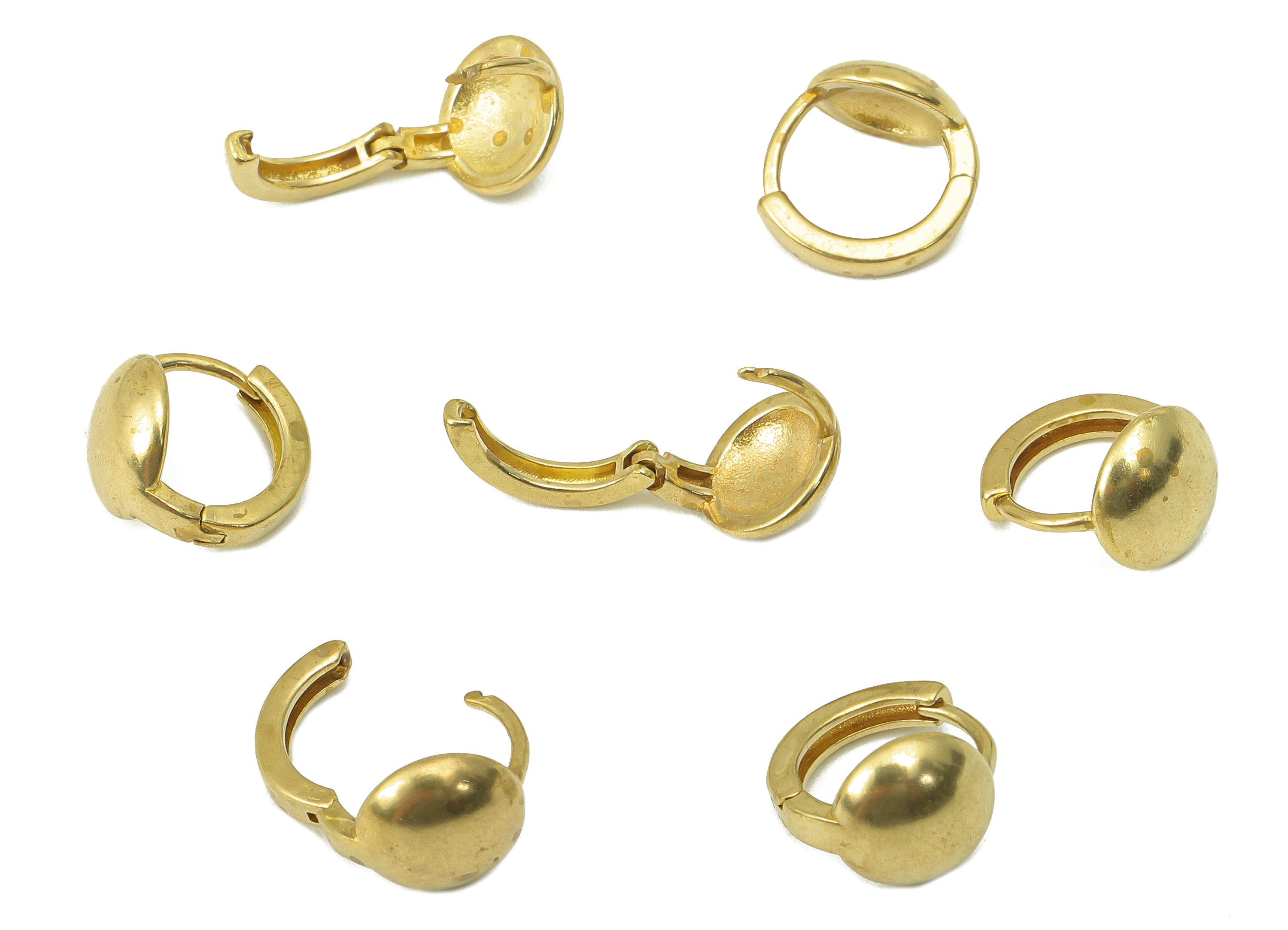 Raw Brass Round Hoop Earring Huggie - Mini Circle Huggies with Open Ring - Small Hoop Earrings - Huggie Hoop -10.95x 10.77x 1.71mm- PP8277 - DOMEDBAZAAR