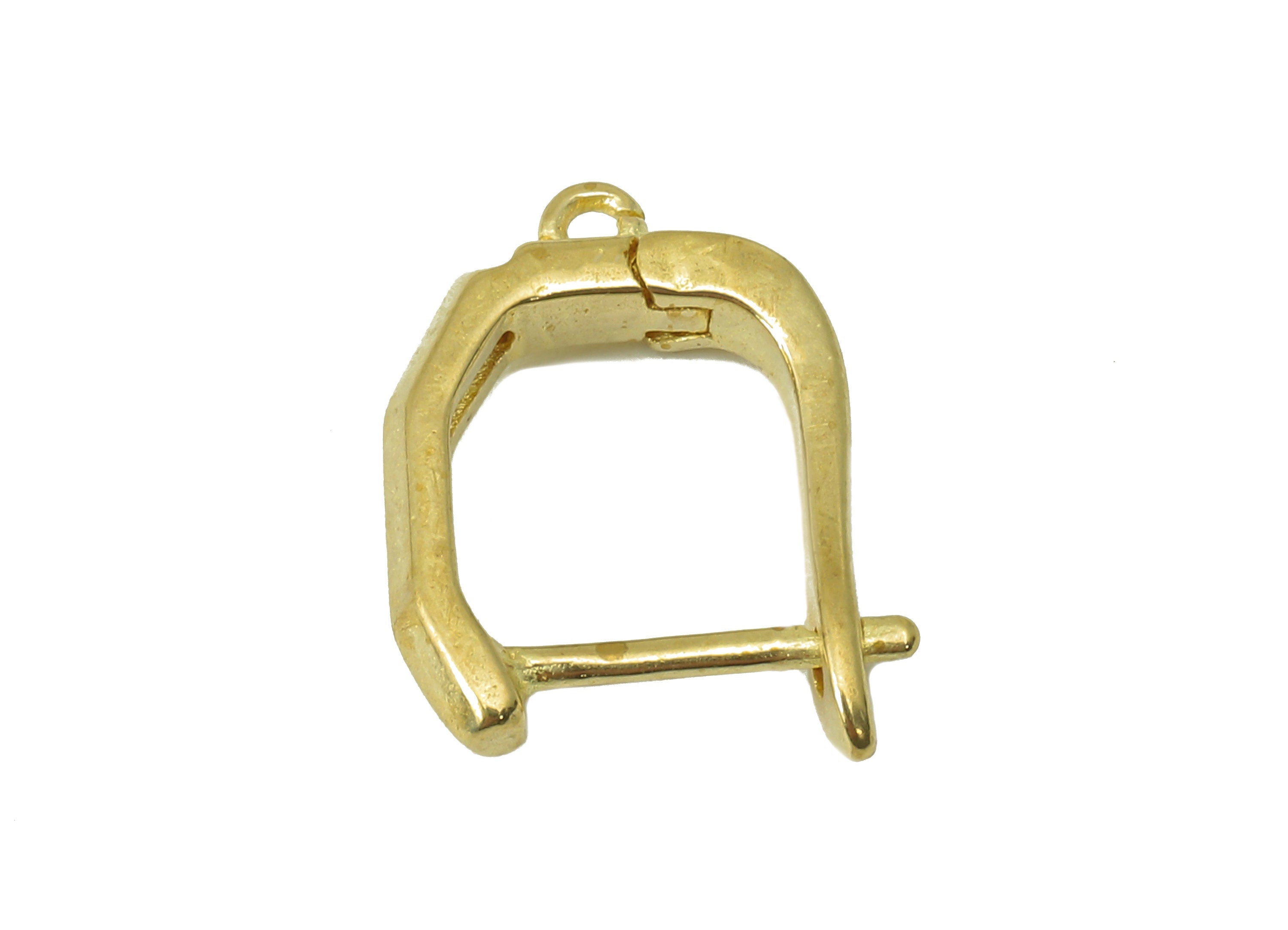 Raw Brass Textured Hole Loop Earring - Brass Clasp Earring -Brass Hole Clasp With Loop - Jewelry Making- 17.56x 13.37x 1.84mm- PP8313 - DOMEDBAZAAR