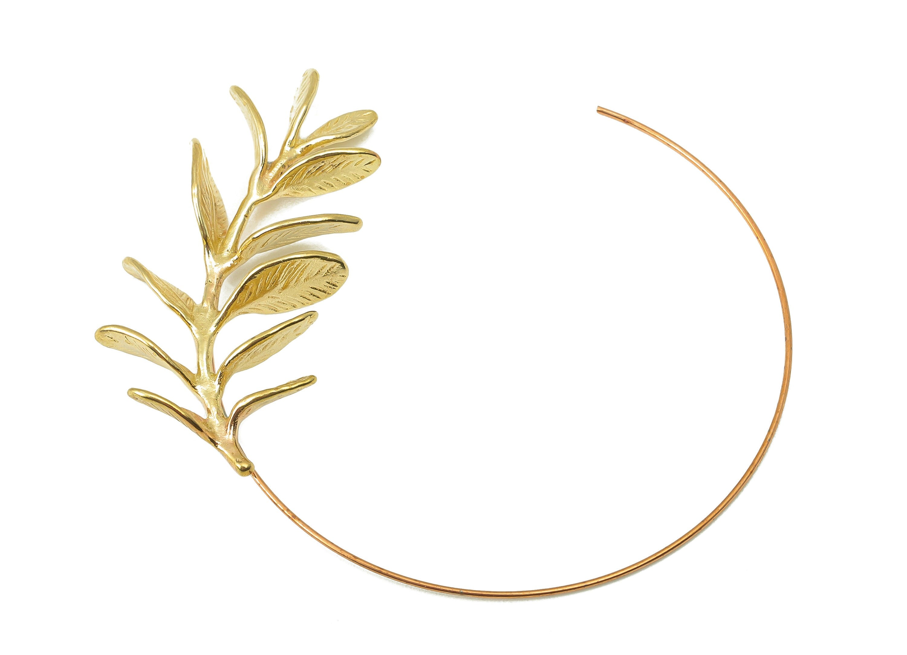 Raw Brass Leaf Ear Wires - Brass Botanical Hook Earring - Brass Balsam Poplar Earring Charm -Jewelry Making-54.14x 48.45x 4.51mm- PP8334 - DOMEDBAZAAR