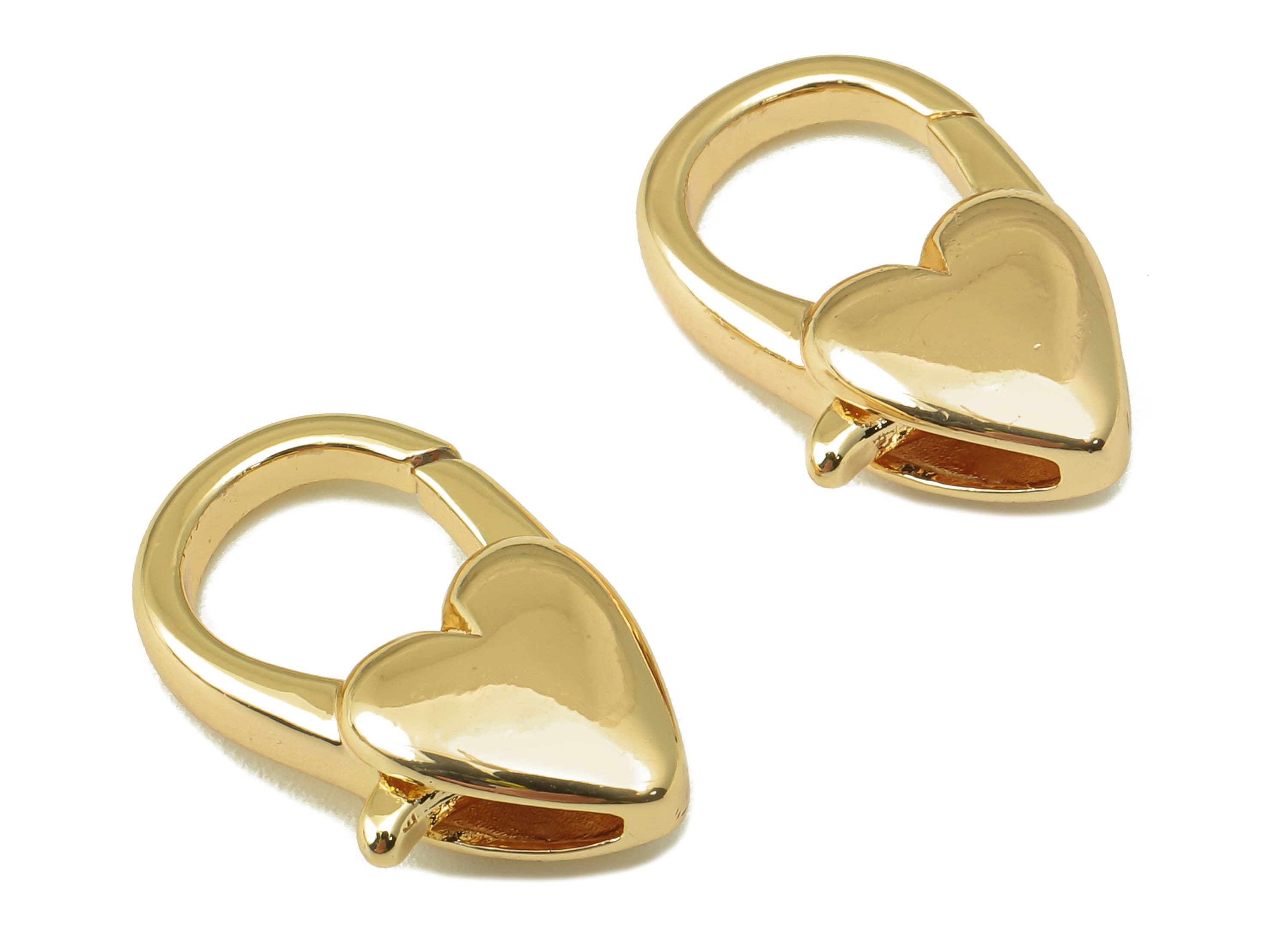 Heart-Shaped Lobster Clasp-Brass Necklace Clasp-Chain Parrot-18K Real Gold Plating-Jewelry Making-24.39 x 11.75 x 6.17mm- RGP6118 - DOMEDBAZAAR