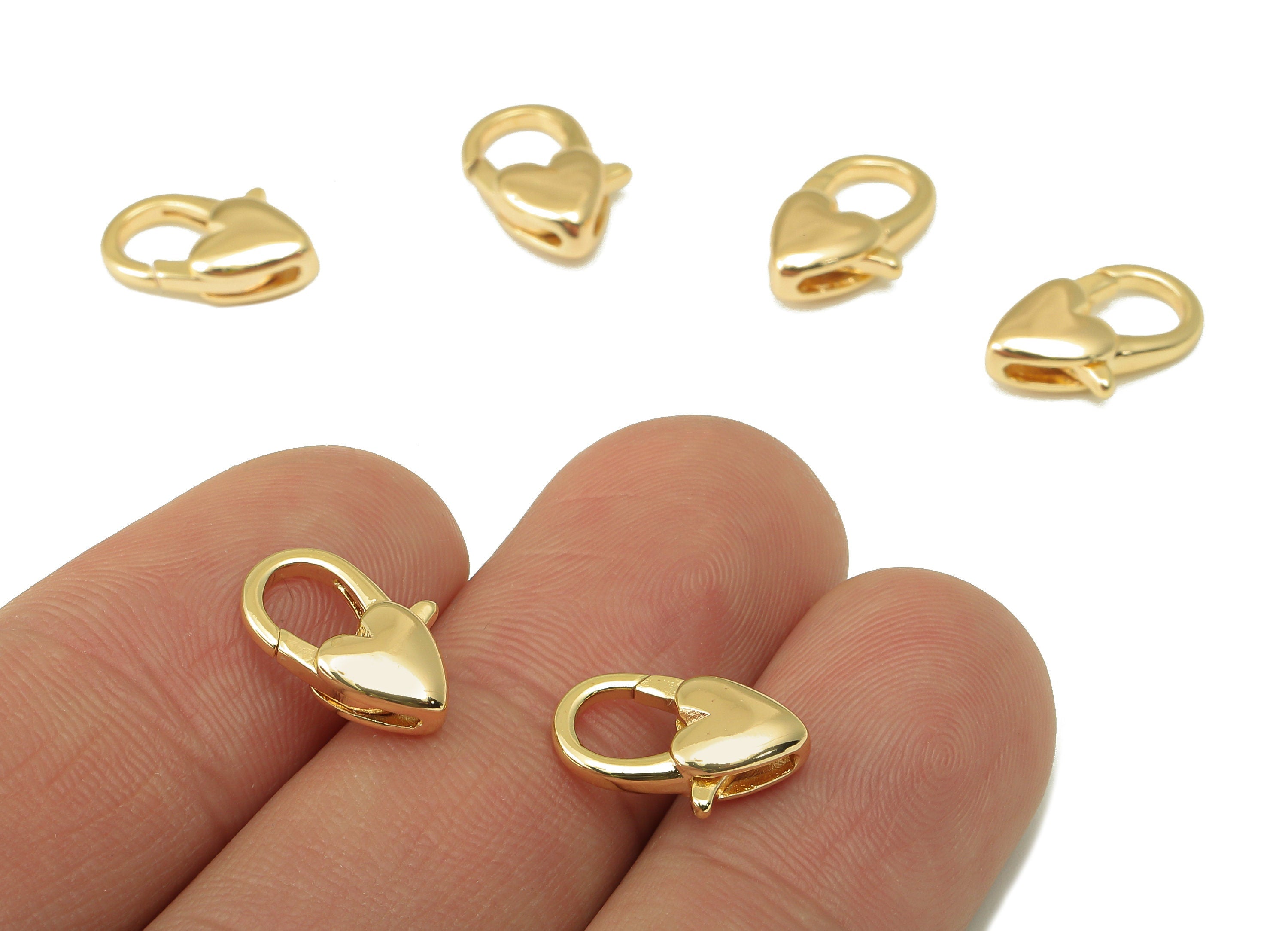 Brass Heart-Shaped Lobster Clasp-Brass Necklace Clasp-Chain Connector-18K Real Gold Plating-Jewelry Making-11.93 x 8.65 x 3.38mm- RGP6129 - DOMEDBAZAAR