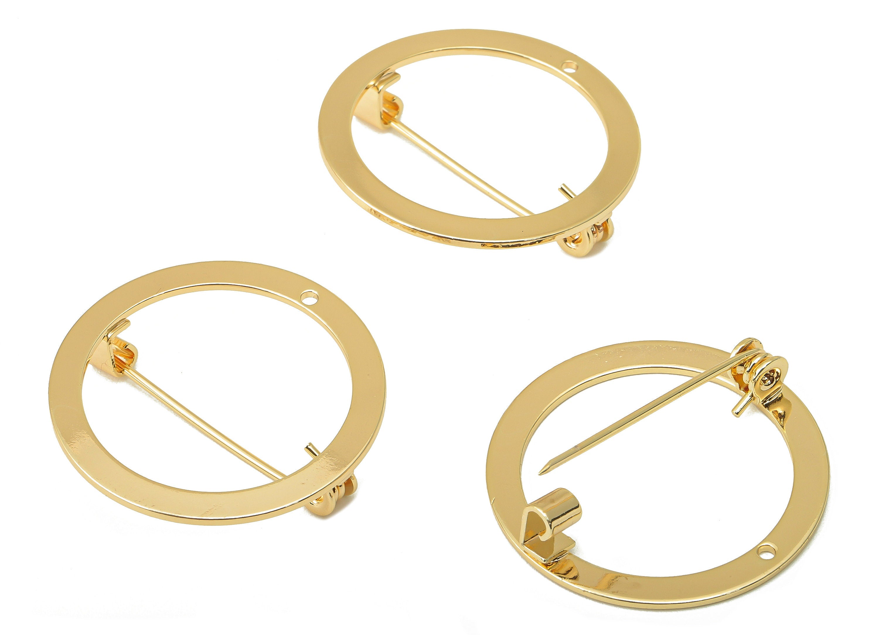 Brass Brooch Pins - Brass Back Base Safety Pin - Earring Finding - Jewelry Making Supplies- 18K Real Gold Plating - 29x28.8x0.94mm - RGP6015 - DOMEDBAZAAR