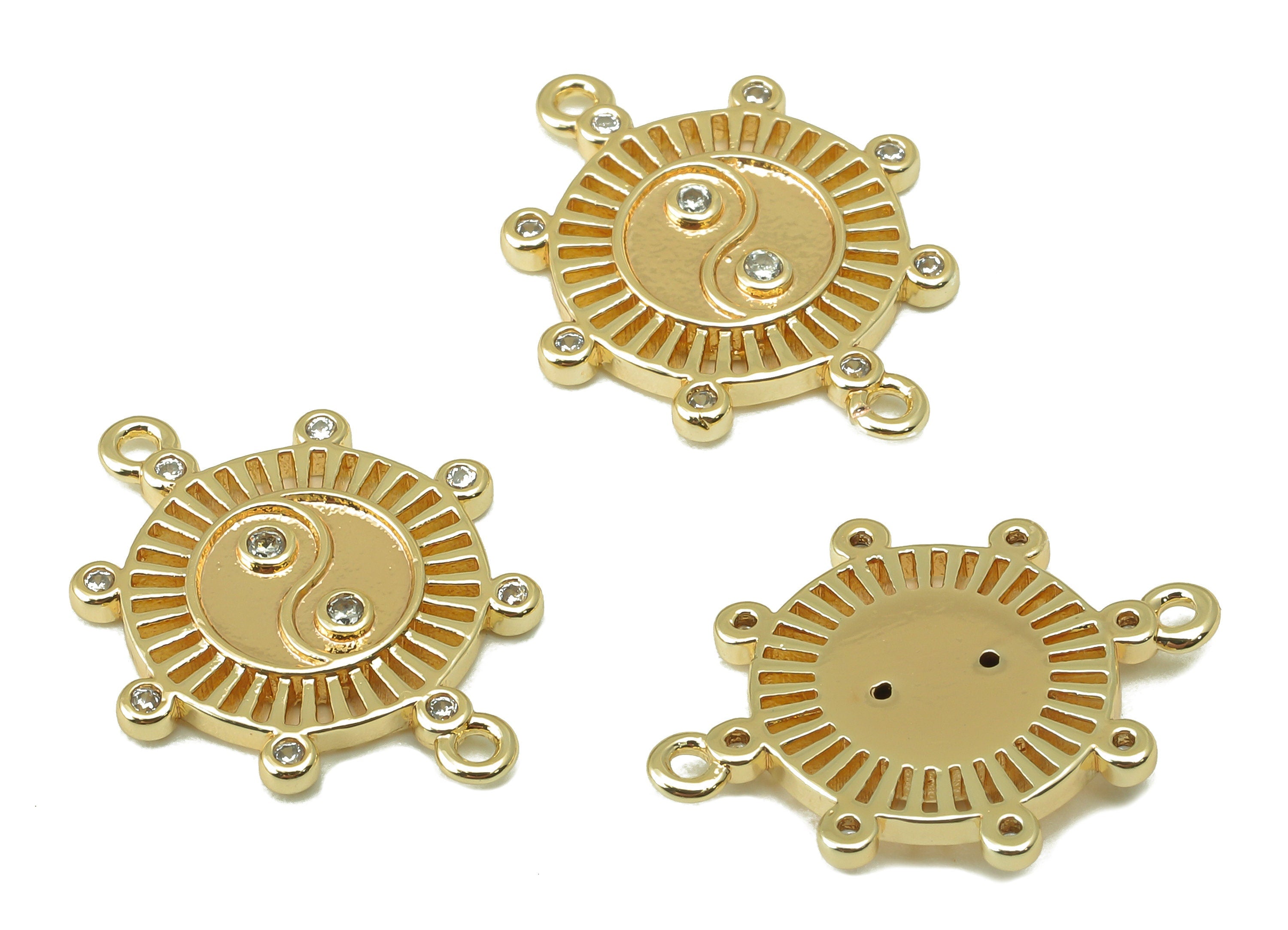 Brass Round Hollow Earring- Brass For Necklace -Zircon Earring -Octagon Earring Charm- Jewelry Making Supplies-19.43x 15.24x 2.01mm-RGP6189 - DOMEDBAZAAR