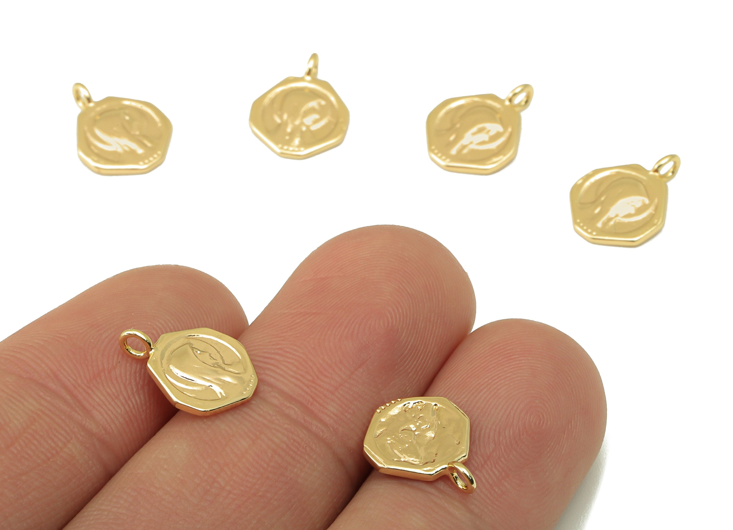 Brass Octagon Portrait pendant-Brass Octagon Necklace -Mini pendant For Necklace -Jewelry Making Supplies-10.49x 10.91x 1.8mm-RGP6191 - DOMEDBAZAAR