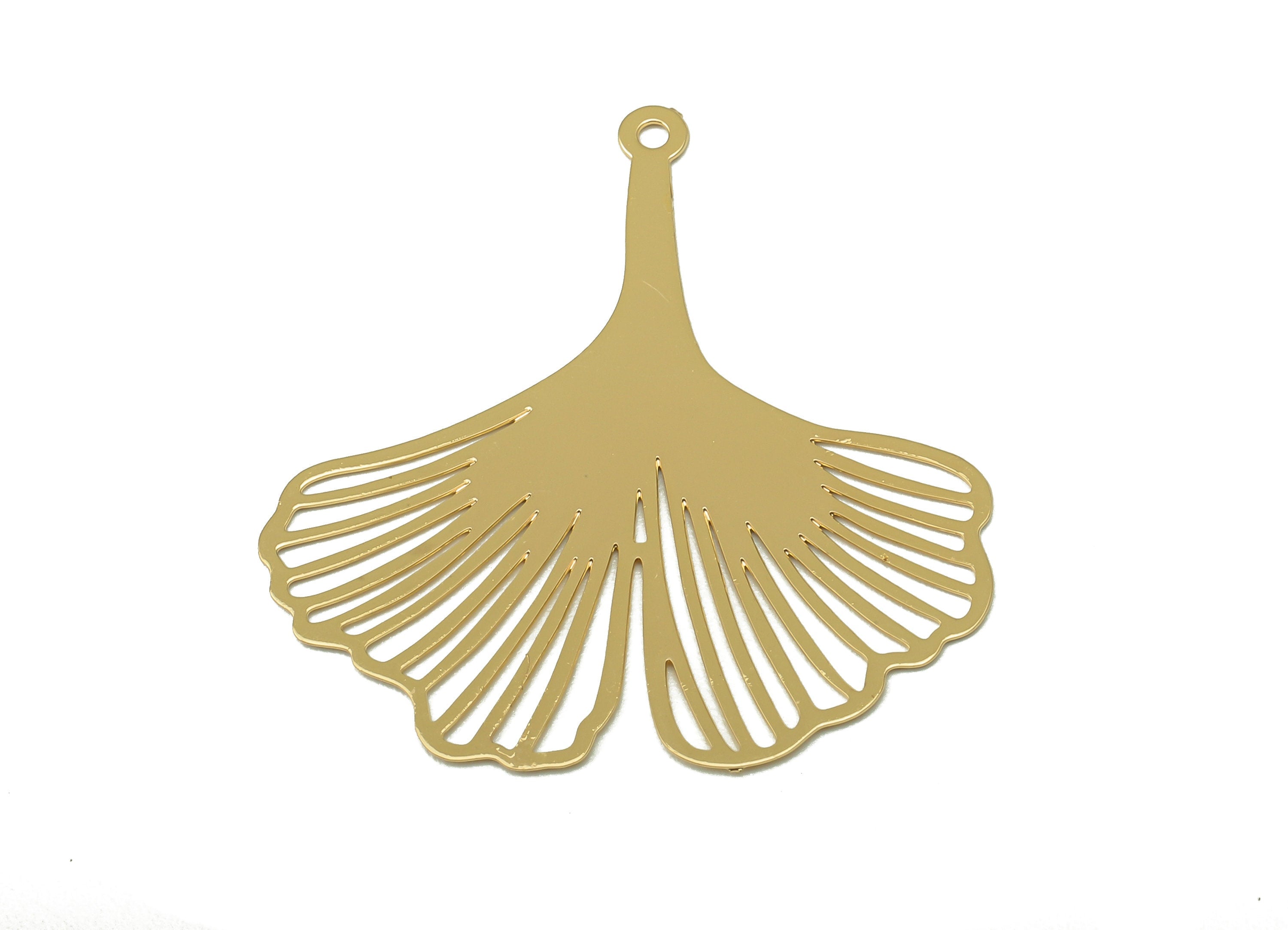 Brass Ginkgo Earrings- Brass Ginkgo Charm-Necklace Pendant-Ginkgo Necklace-Jewelry Supplies-32 x 30.18 x 0.33mm-RGP6200 - DOMEDBAZAAR