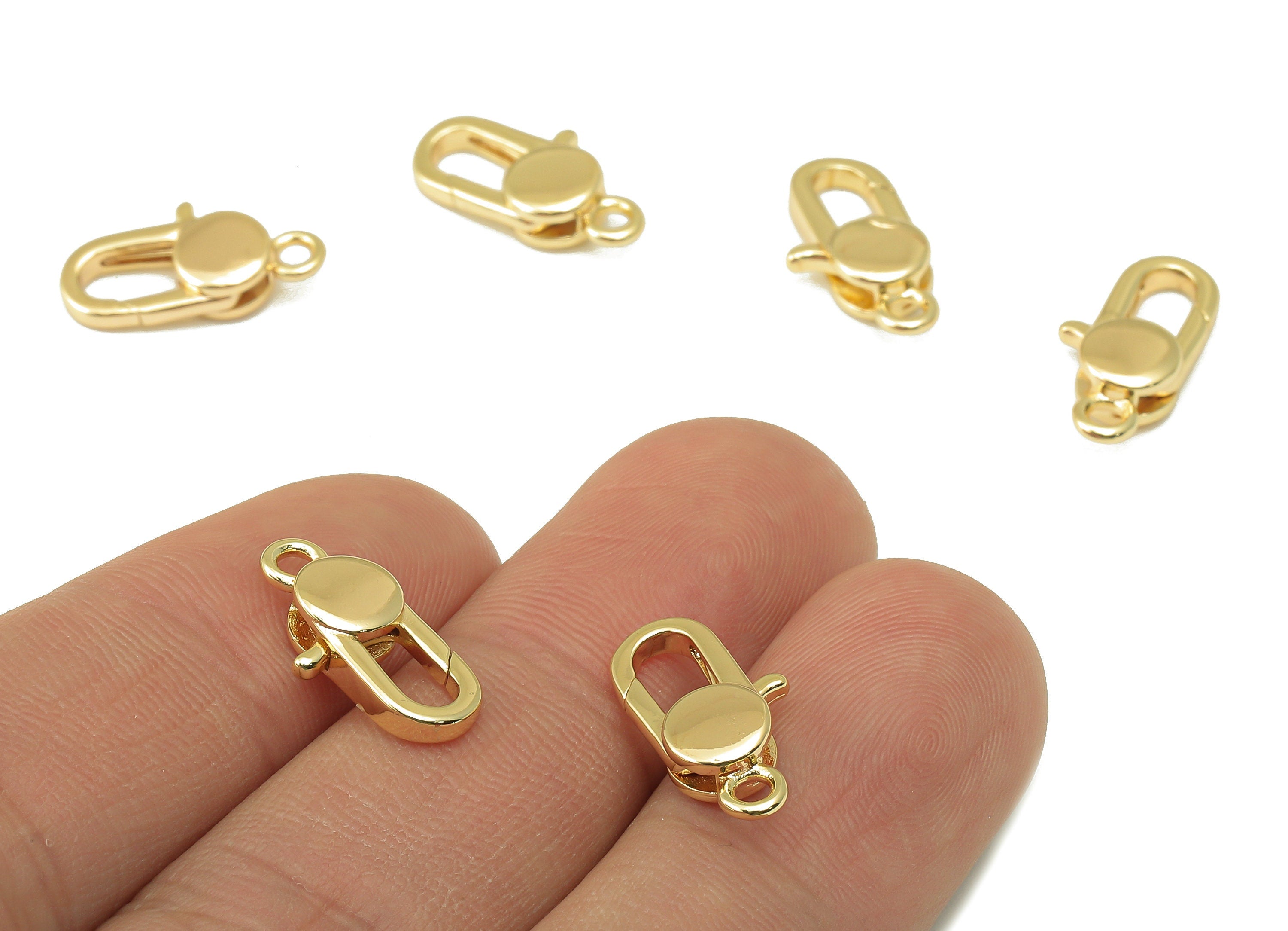 Brass Lobster Clasp - Brass Oval Drop Clasps - Lobster Clasps With Loop - 18K Real Gold Plating - Jewelry Making - 16.2 x 8.4x 4mm - RGP6125 - DOMEDBAZAAR