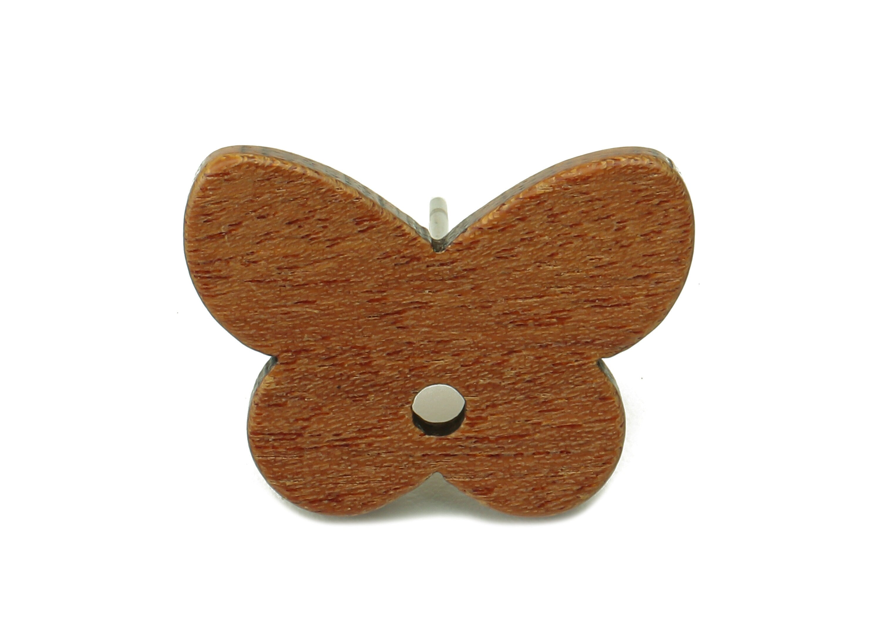 Mahogany Wood Butterfly Earring Stud - Brown Mahogany Wood Animal Earring Post With a Hole - 316 Stainless Steel - 19.6x14.6x2.37mm - BB1298 - DOMEDBAZAAR