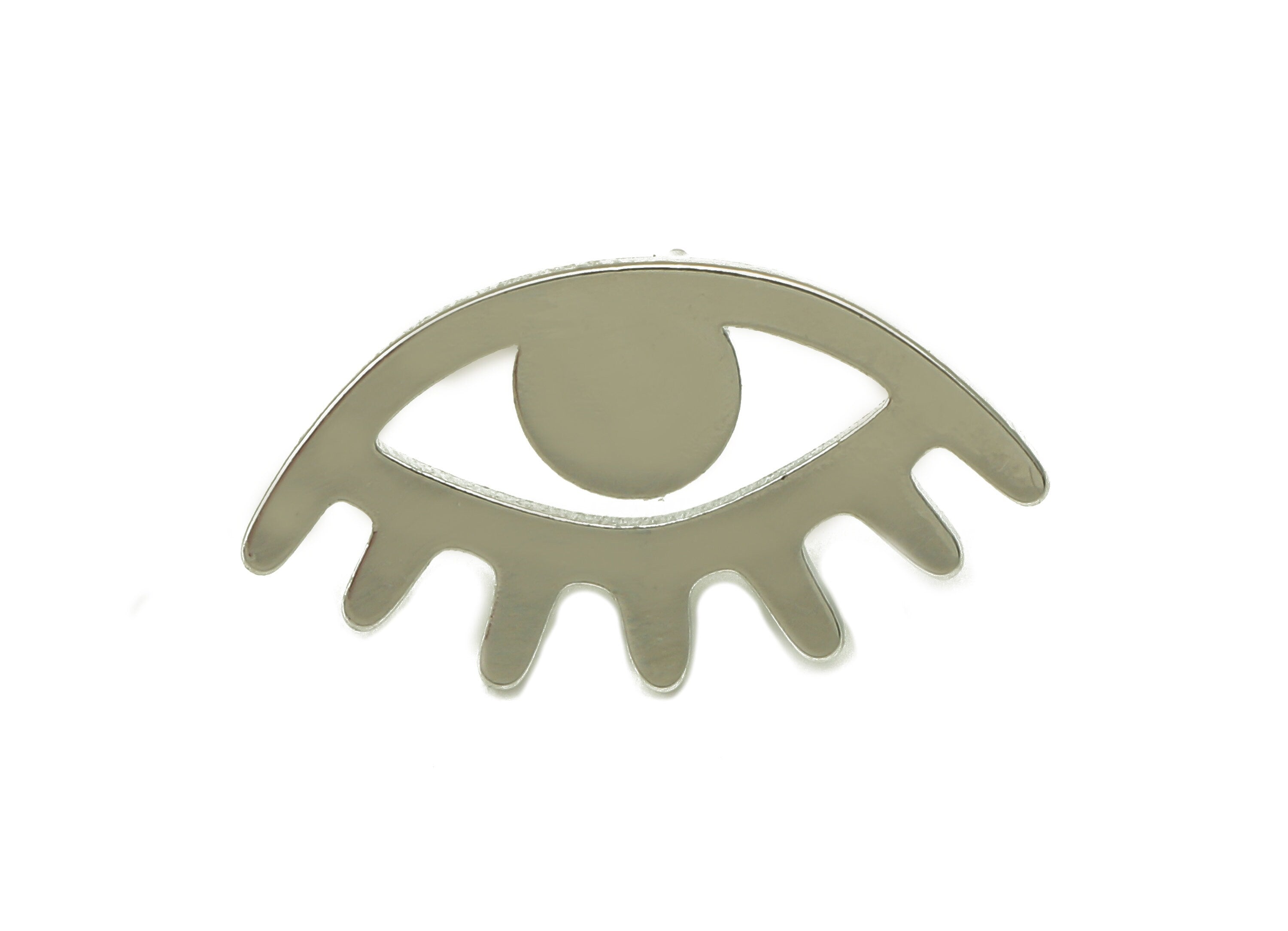 Silver Eyes Stud Earring - Eyelash Shaped Earring Stud- Sunflower Eyelash Post - 18K Real White Gold Plating - 20x11x1mm- RGP5912G - DOMEDBAZAAR